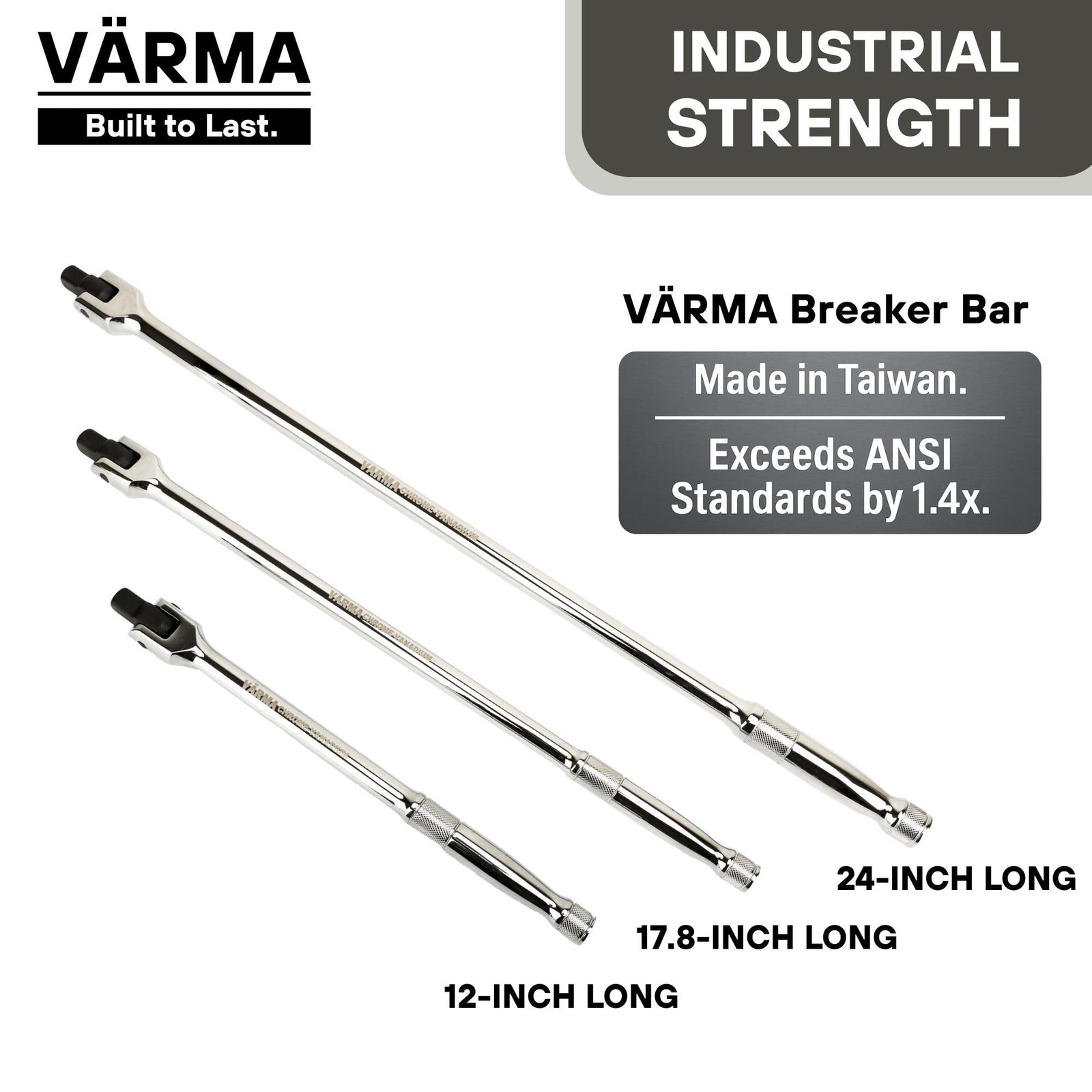 1/2-Inch Drive Breaker Bar, 24-Inch – Heavy Duty CR-MO Head & 23mm Thick S