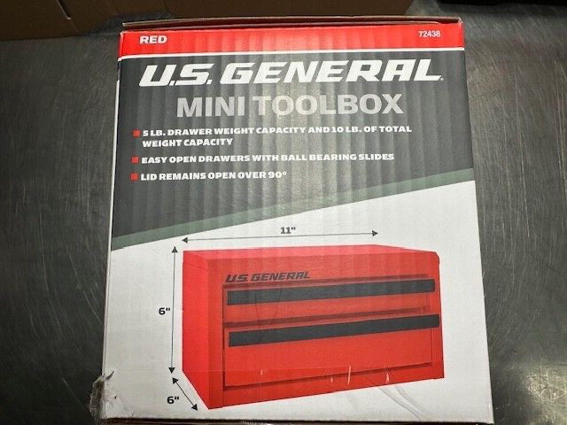 *NEW* U.S. GENERAL Mini Steel Toolbox, Red,*BRAND NEW IN THE BOX*