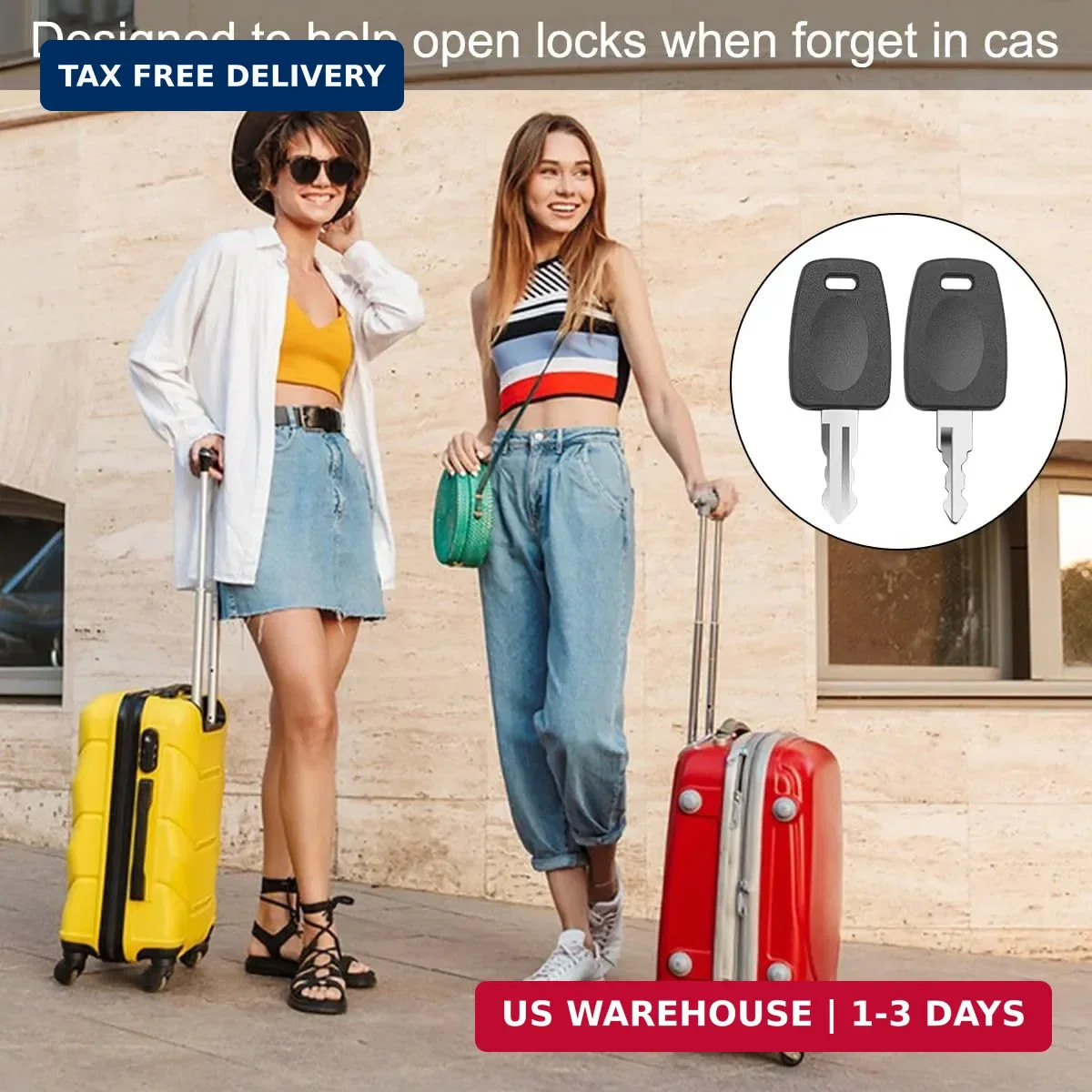 Luggage Keys, 2 Pcs T-S-A Keys for 002 007 Master Luggage Keys + 2 Pcs Key Ring