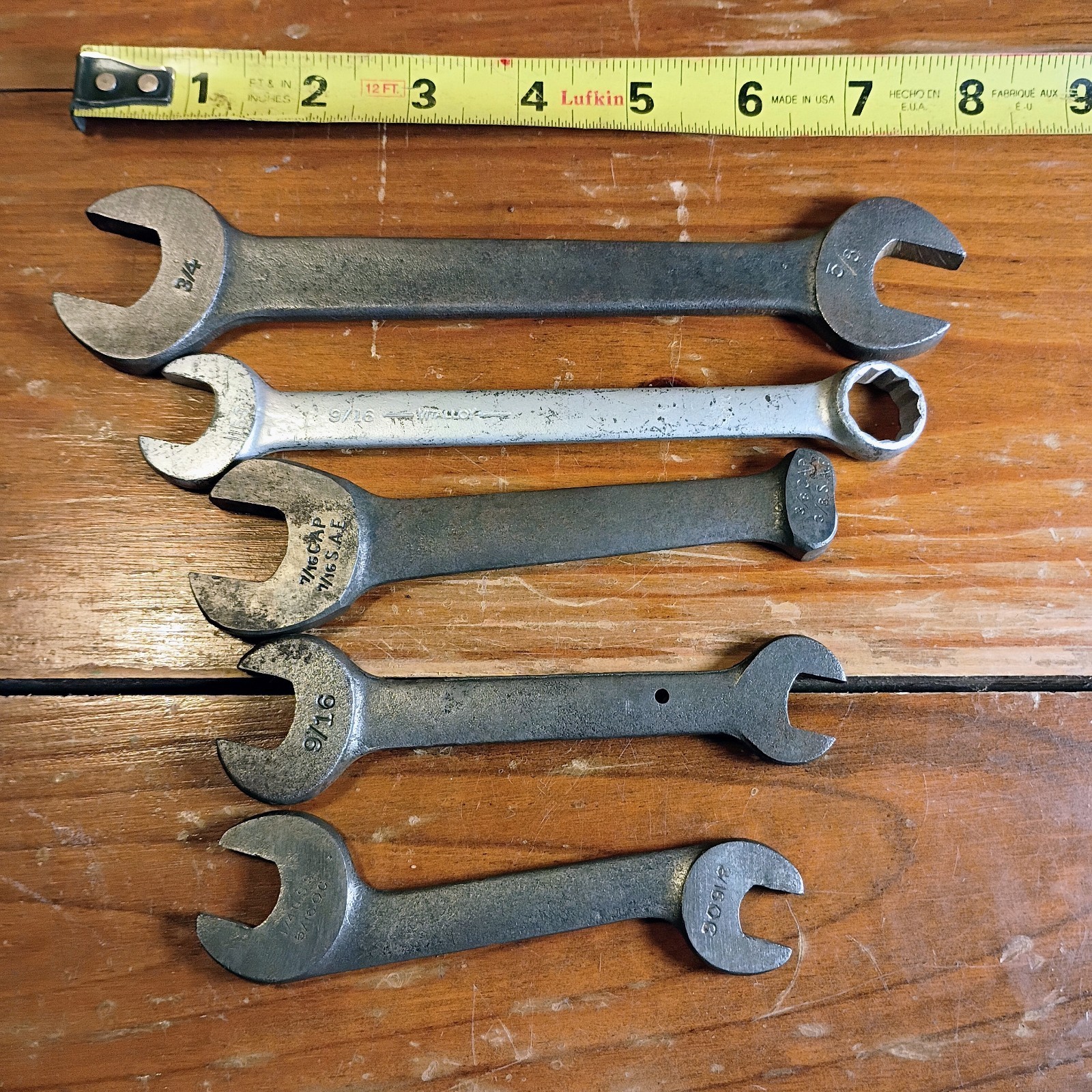 Lot Of 5 Vintage Billings Wrenches Open Ended & Combination Made In USA