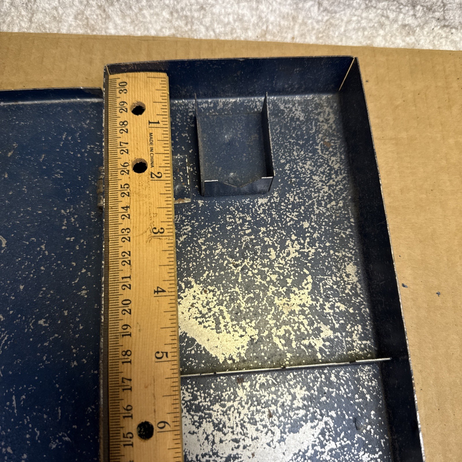 Vintage Industrial Solid Steel Box Blue With A Great Patina.