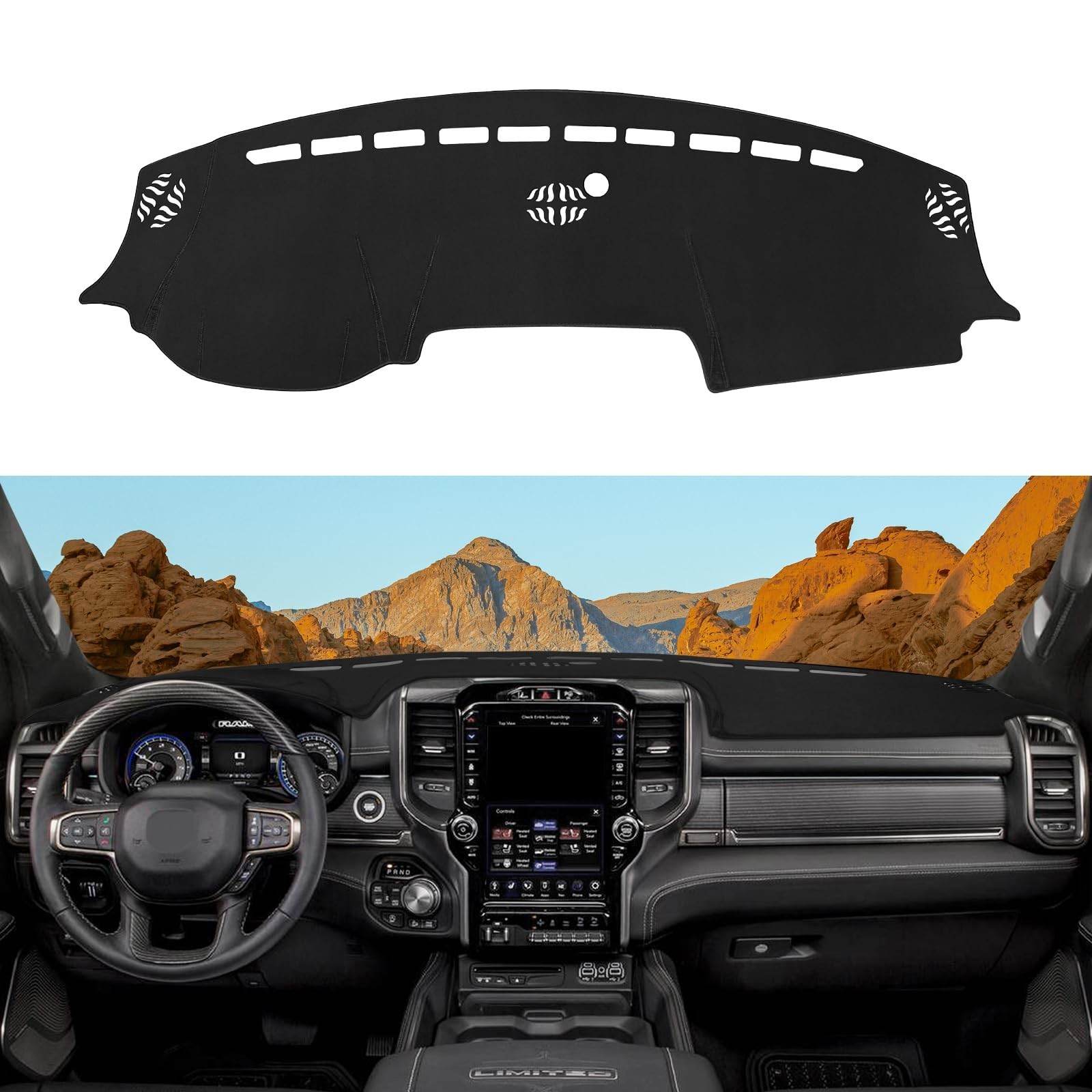Premium Flannel Dashboard Cover Mat for 2019-2026 Dodge Ram 1500 2500 3500 In…