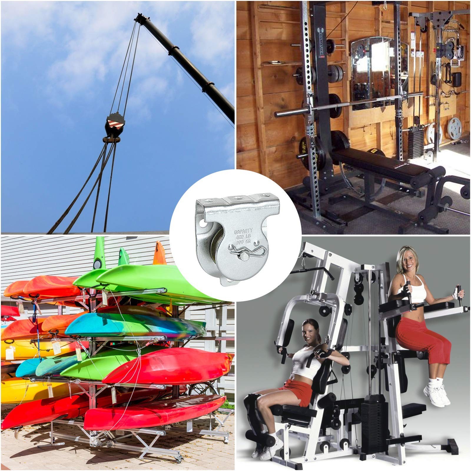 6 Pack Wall Mounted Pulley 1-1/2 Inch Wall and Ceiling Mount Single Pulley fo…