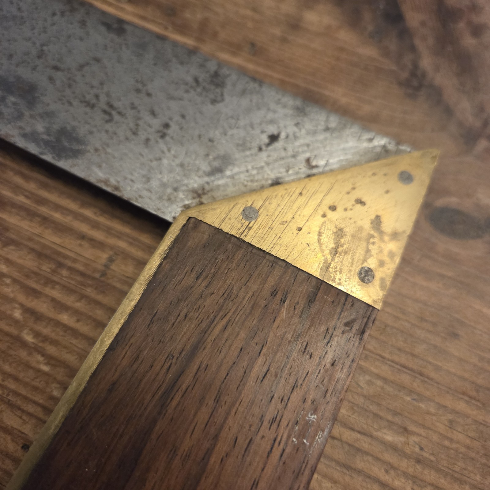Antique Try Square-Precision Tool, 12″ Blade. & Rose Wood Handle. ~ FREE SHIP!