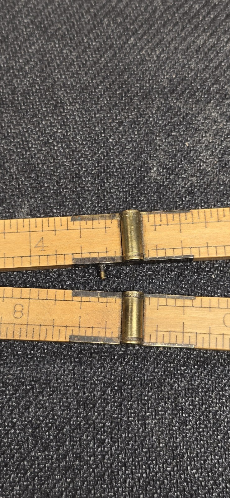 Antique No. 32 English Metric Boxwood Brass Extension Folding Rule Nice