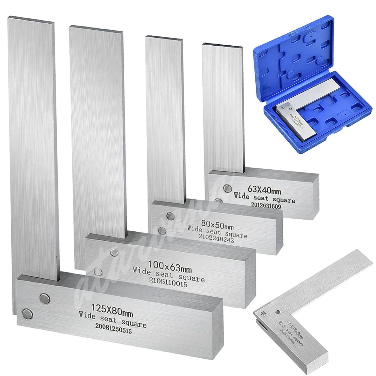 Machinist Square Set 2, 3, 4, 5 Inch, Atarvana Mechanical Steel High Silver