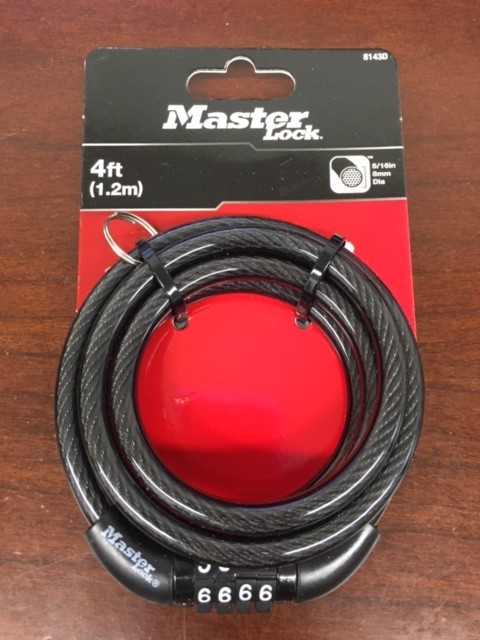Master Lock Bike Lock Cable with Combination Black, 8143D 4 Ft. (1.2 m) New