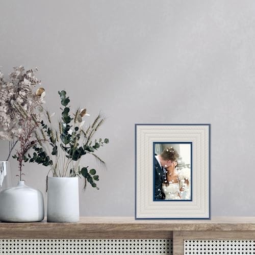 Breem Frame -Navy with White Rope 4×6 Navy Blue