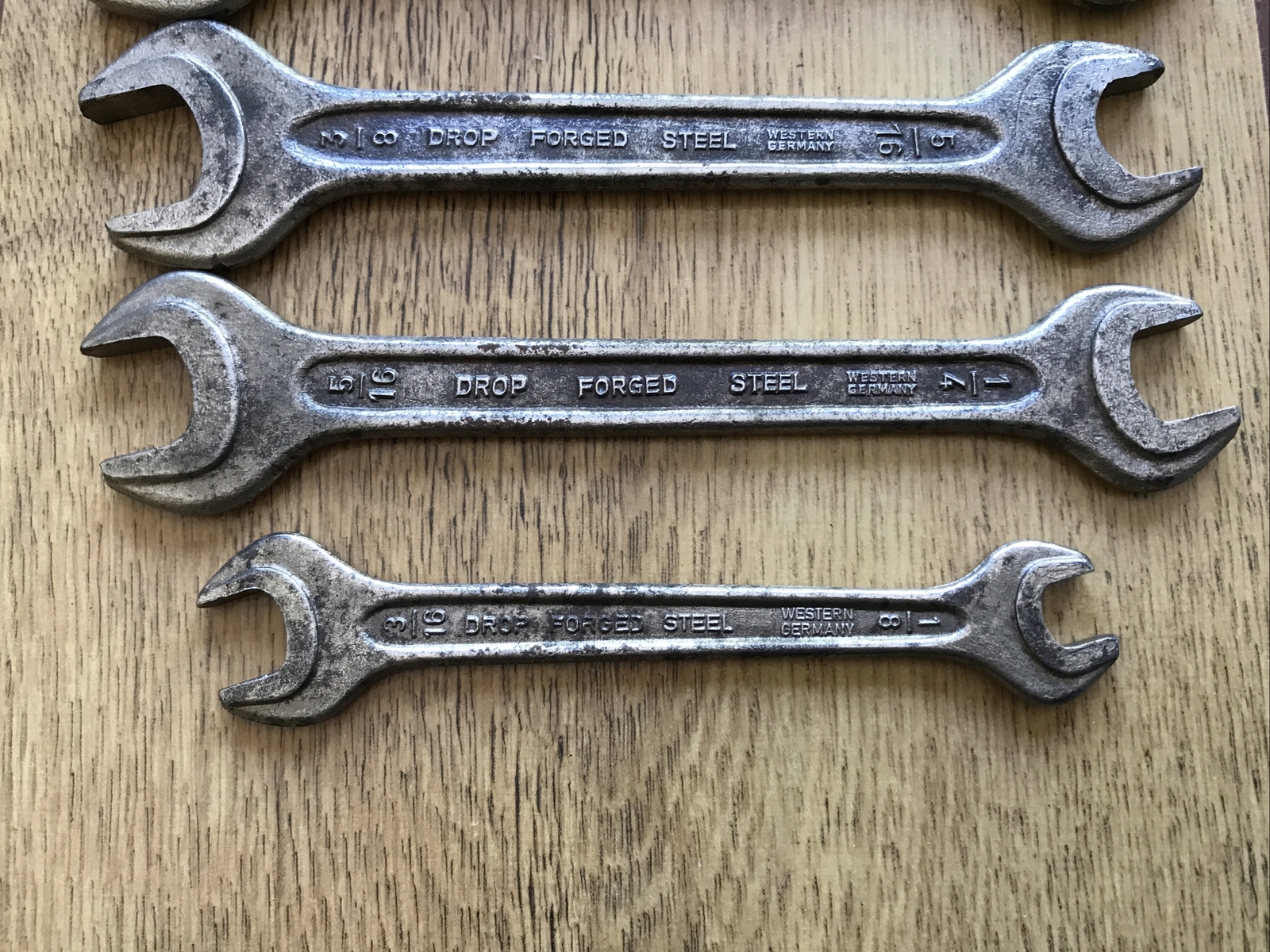 5 Vintage Din 895 Drop Forged Steel Spanner’s 1/2” To 1/8” Whitworth.