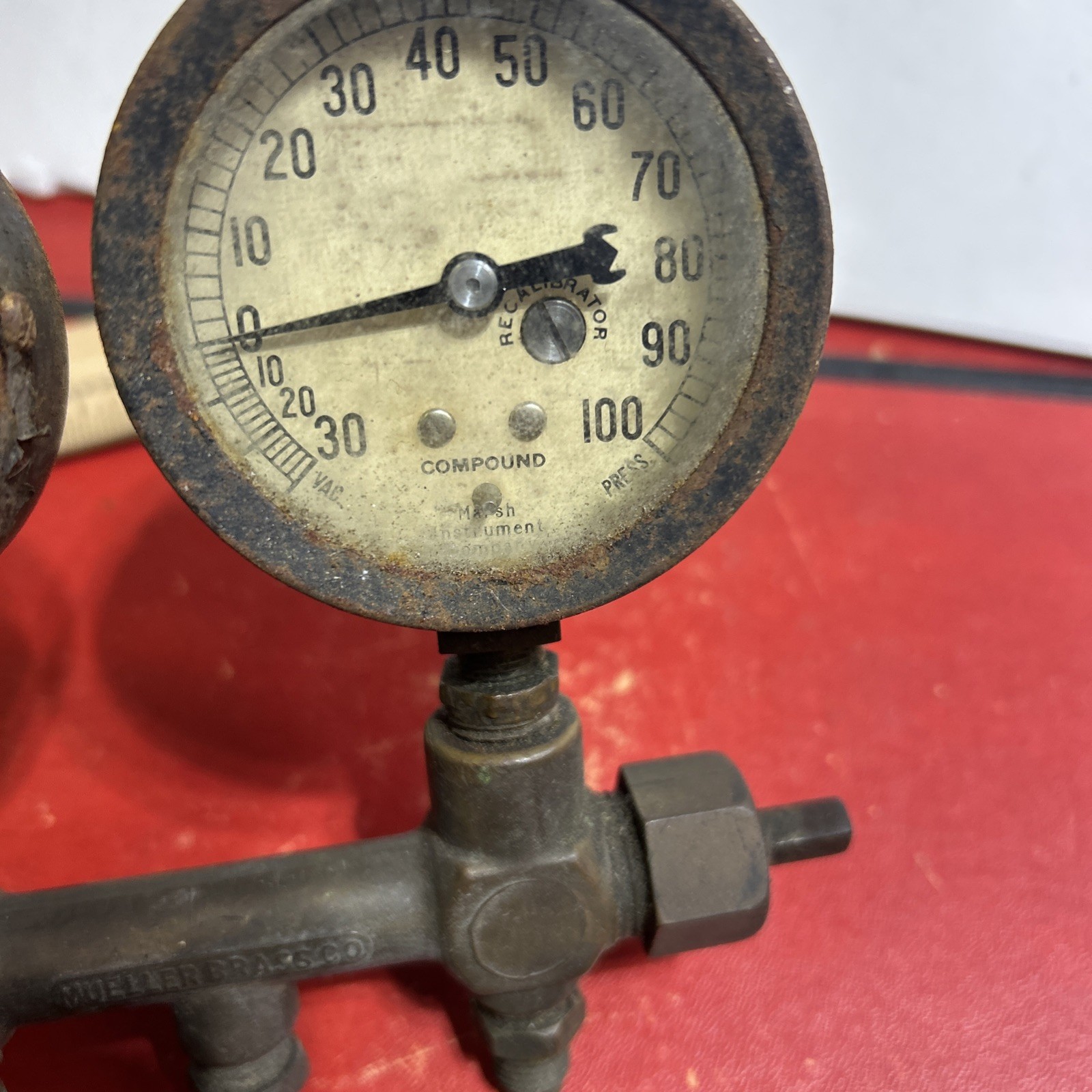Vintage Jas P Marsh Co gauges & Fittings Mueller brass STEAMPUNK