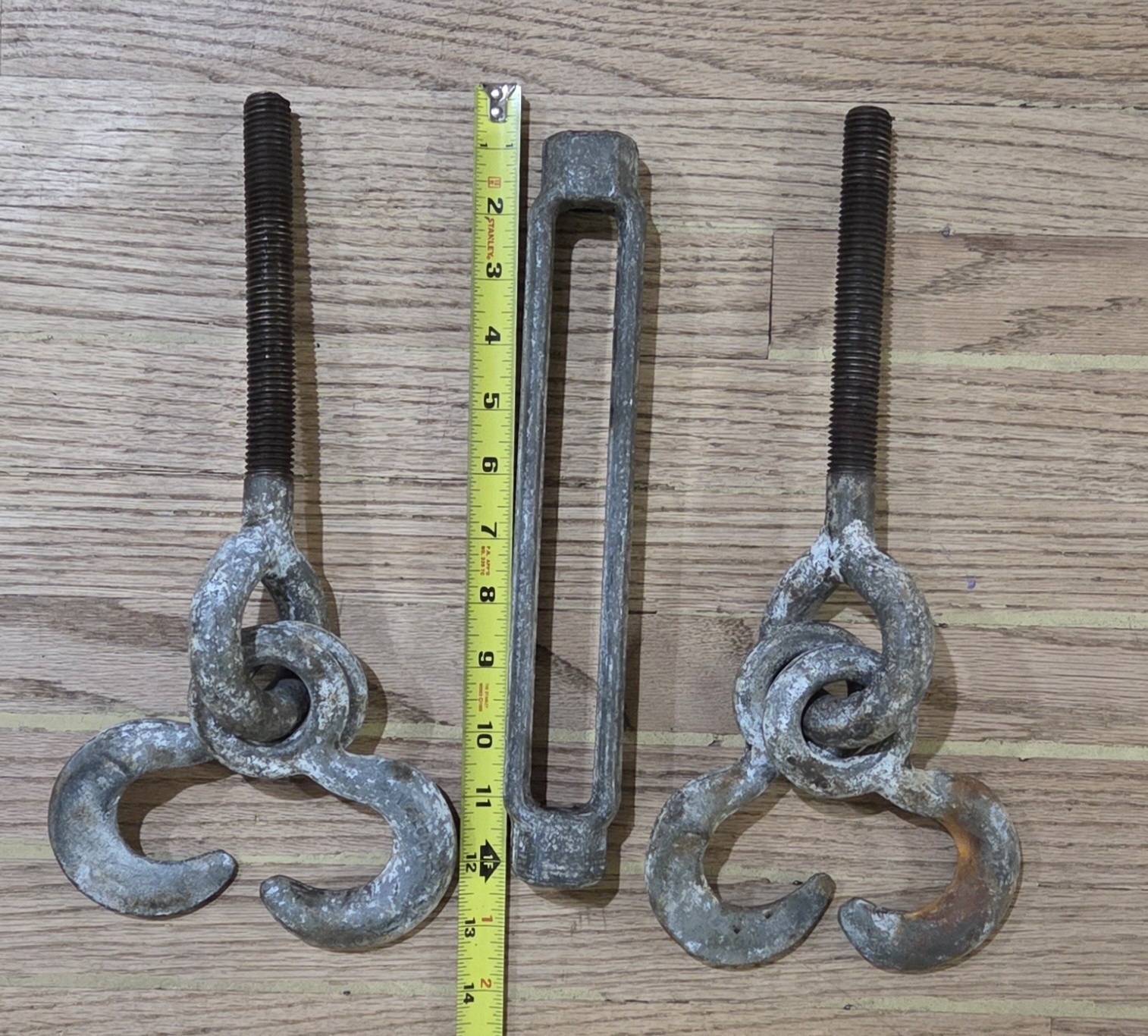 Vintage 3/4″ Industrial Sister Hook Turnbuckle Antique Forged Split Hook Rigging
