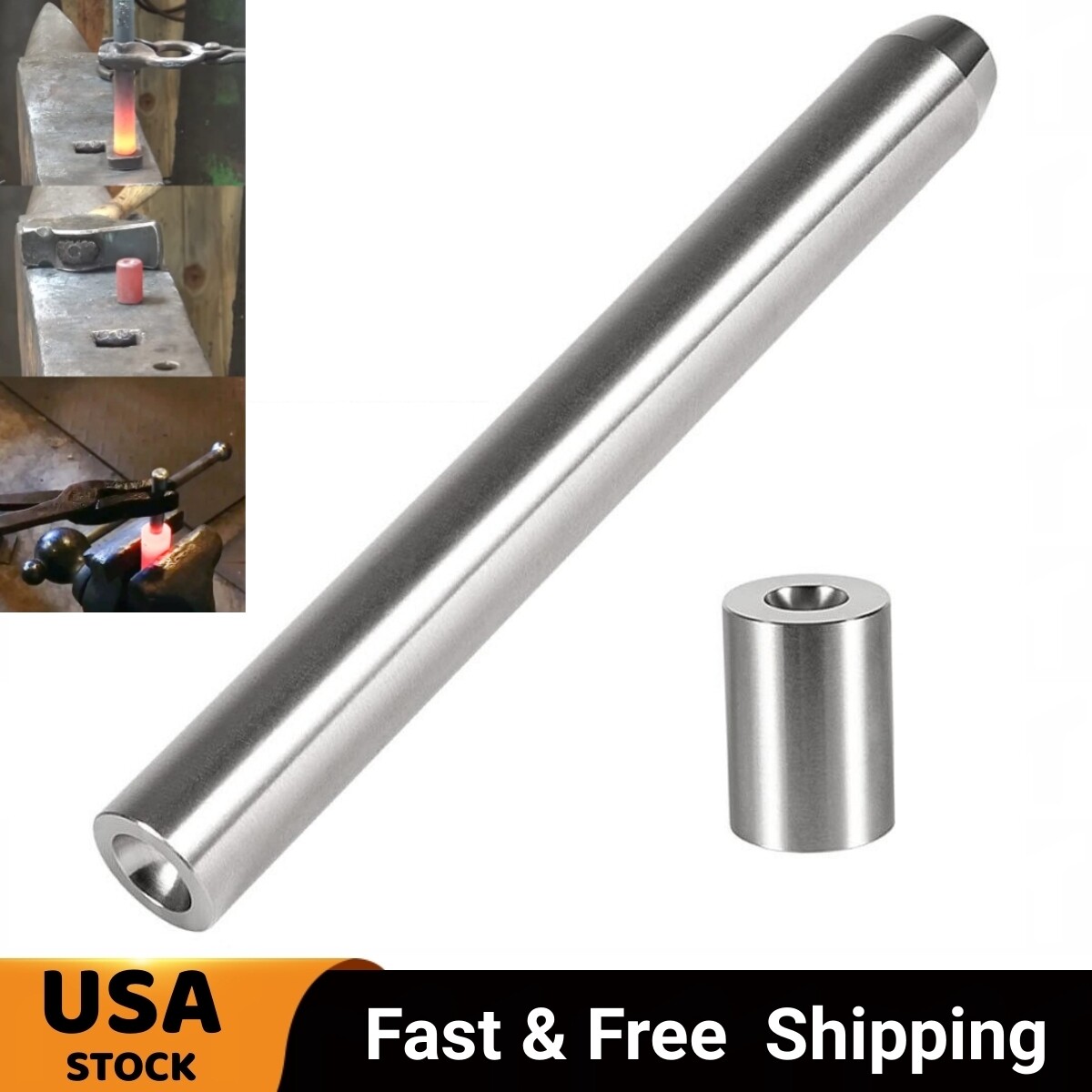 Blacksmith Rivet Doming Punch Bucking Tools Set 1/4″ Shaft 1/2″ Head 5/16″ Dome