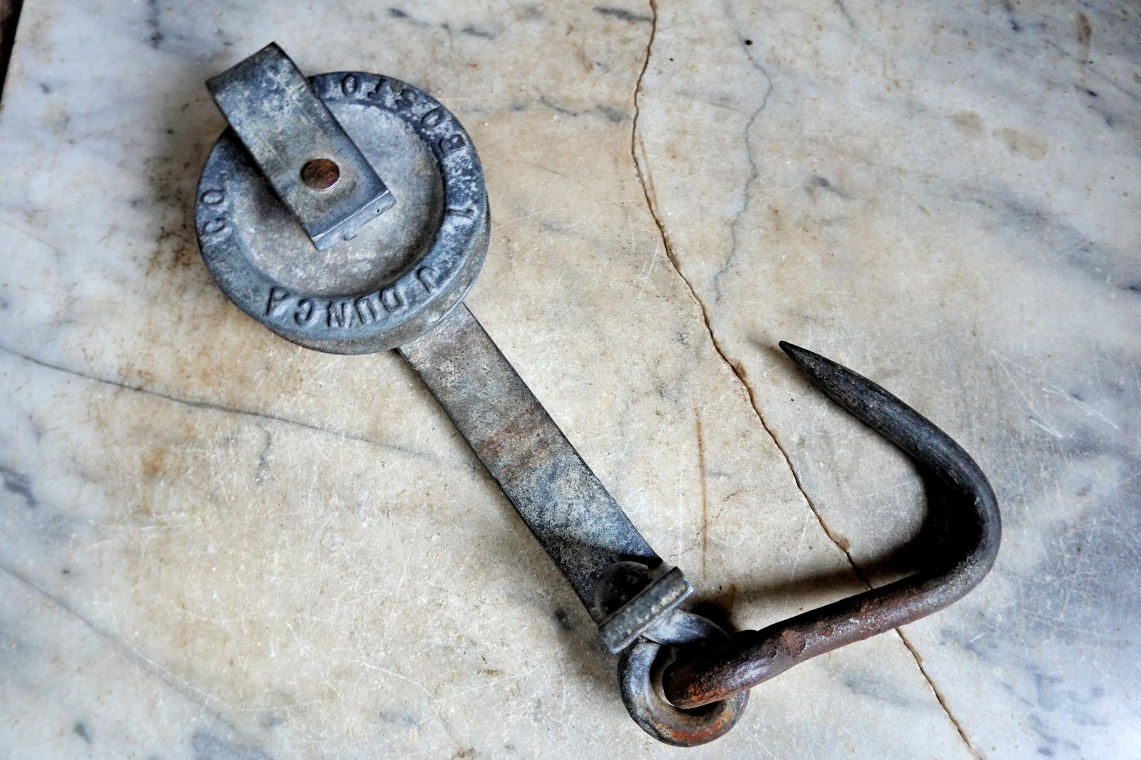 Vintage J DUNCAN MEAT HOOK RAIL ROLLER WHEEL BUTCHER TROLLEY HANGER MEAT HOOK
