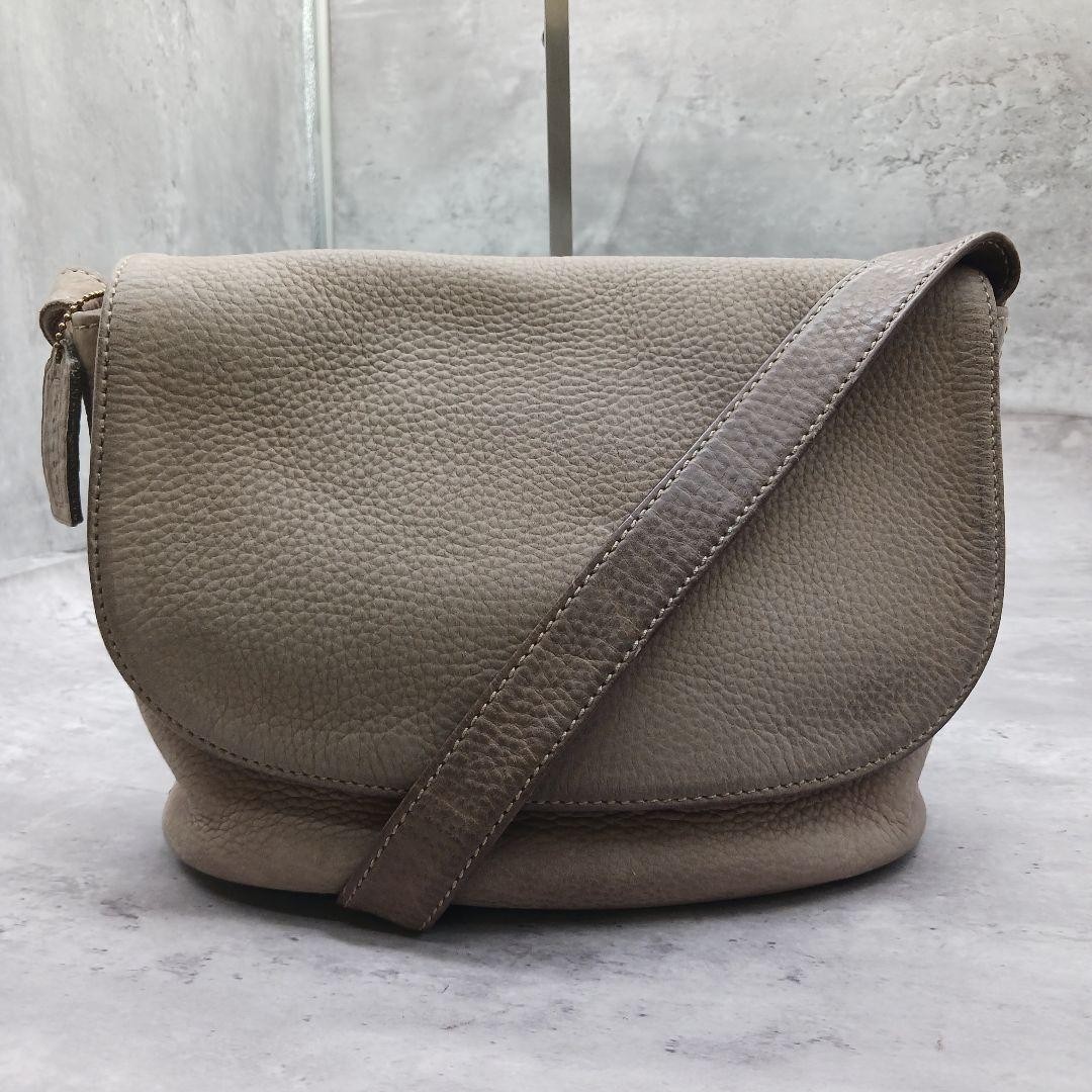 COACH Shoulder Bag 4935 Nubuck Leather 110cm Adjustable Strap Beige Used