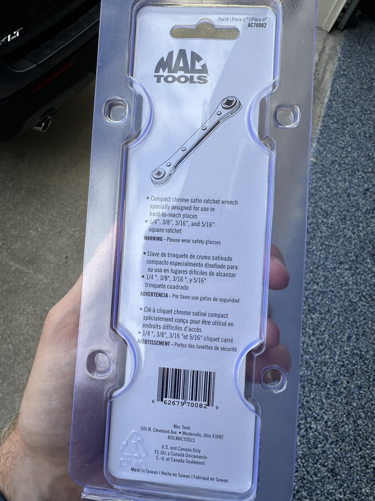 MAC Tools AC Wrench No. 70082 For 1/4-3/8-5/16 & 3/8 Reversible. New In Package