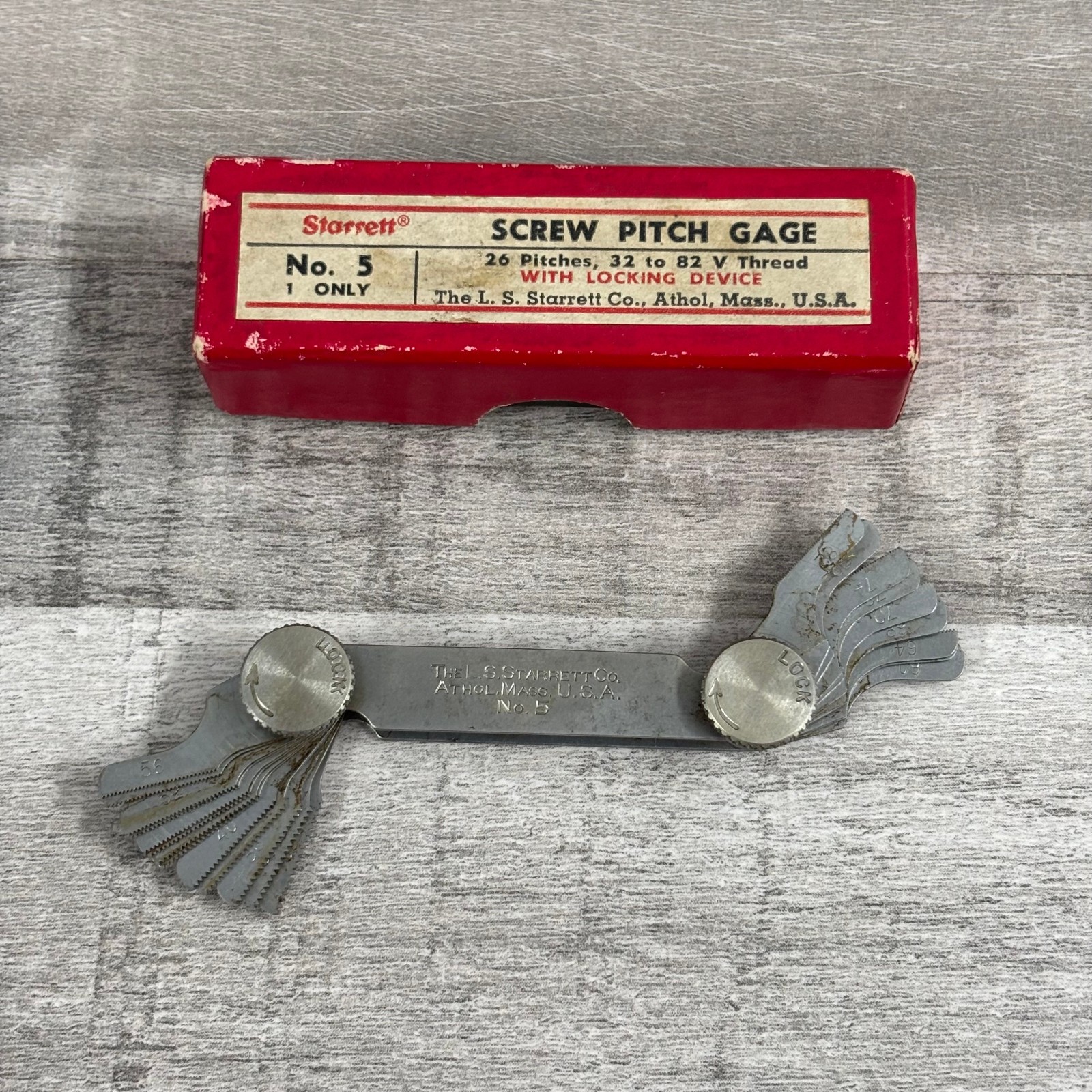 L.S. STARRETT No. 5 SCREW PITCH GAGE – WITH BOX – MADE IN USA