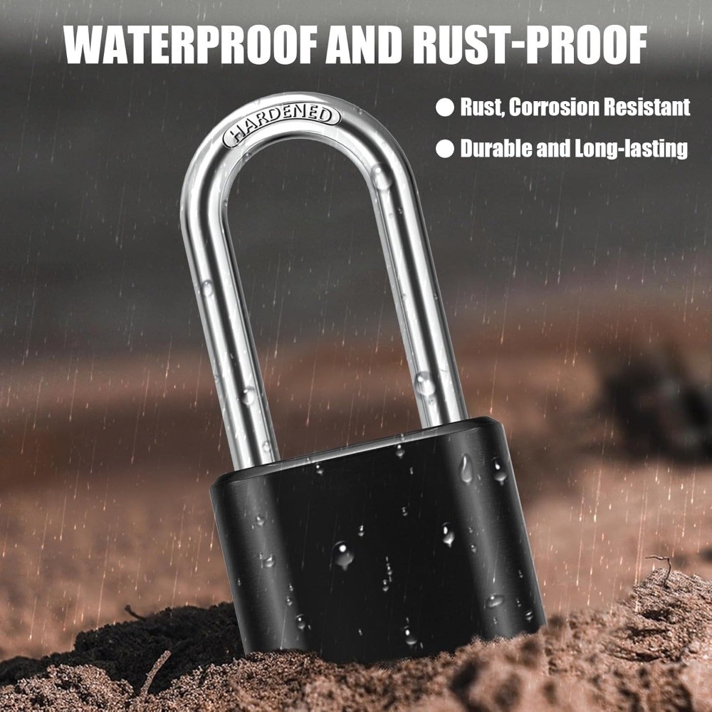 Long Shackle Combination Padlock 2 Pack Weatherproof Outdoor High Security