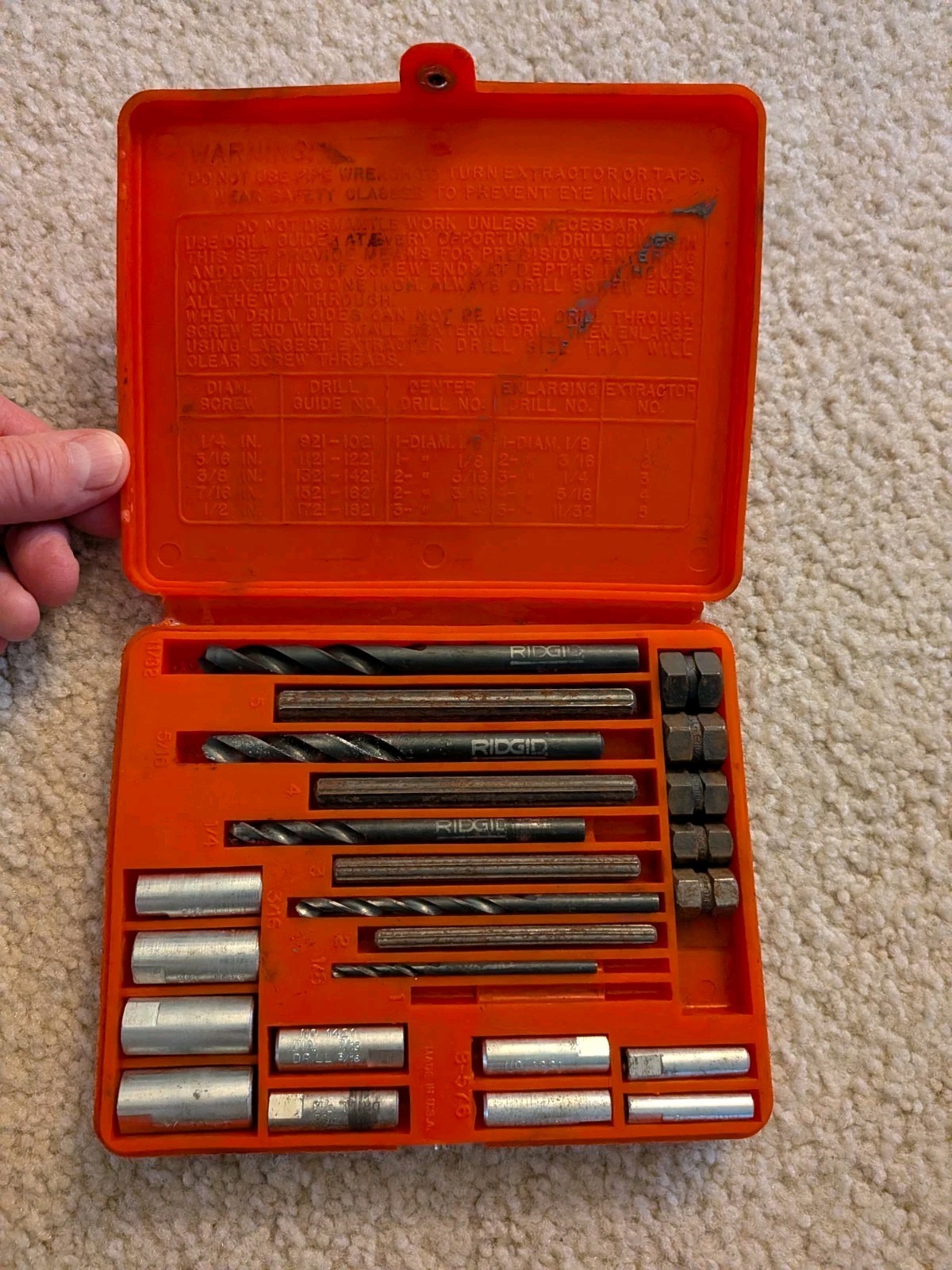 Vintage E-1020 Blue Point Screw Extractor Set & Box. Rare.
