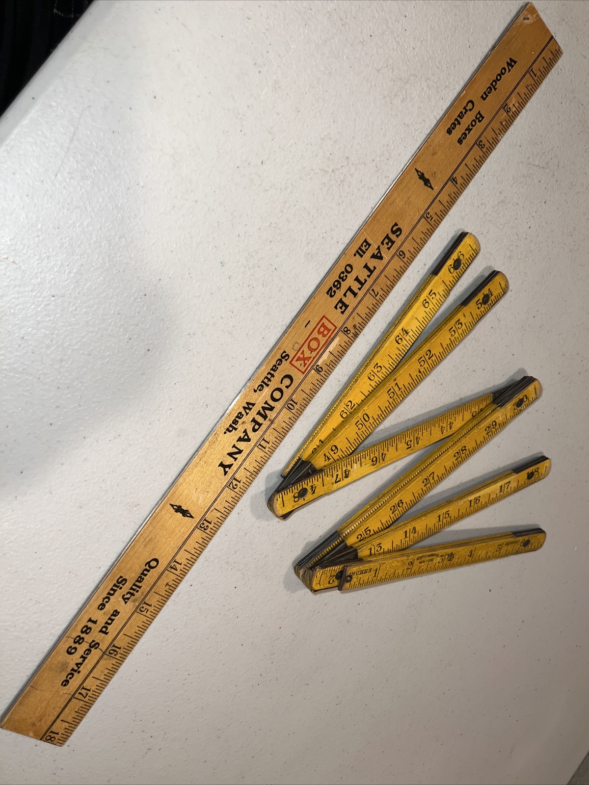 Wood Steel K & E Keuffel & Esser 72” Extension Zig Zag Ruler 6 Foot + Flat rule