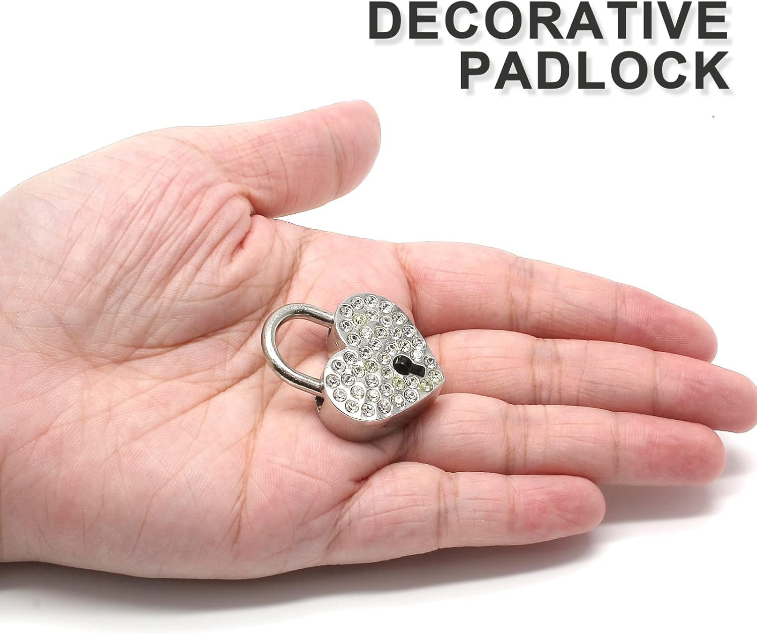 Heart Shaped Padlocks, Small Silver Padlock with Keys Metal Decorative Locks for