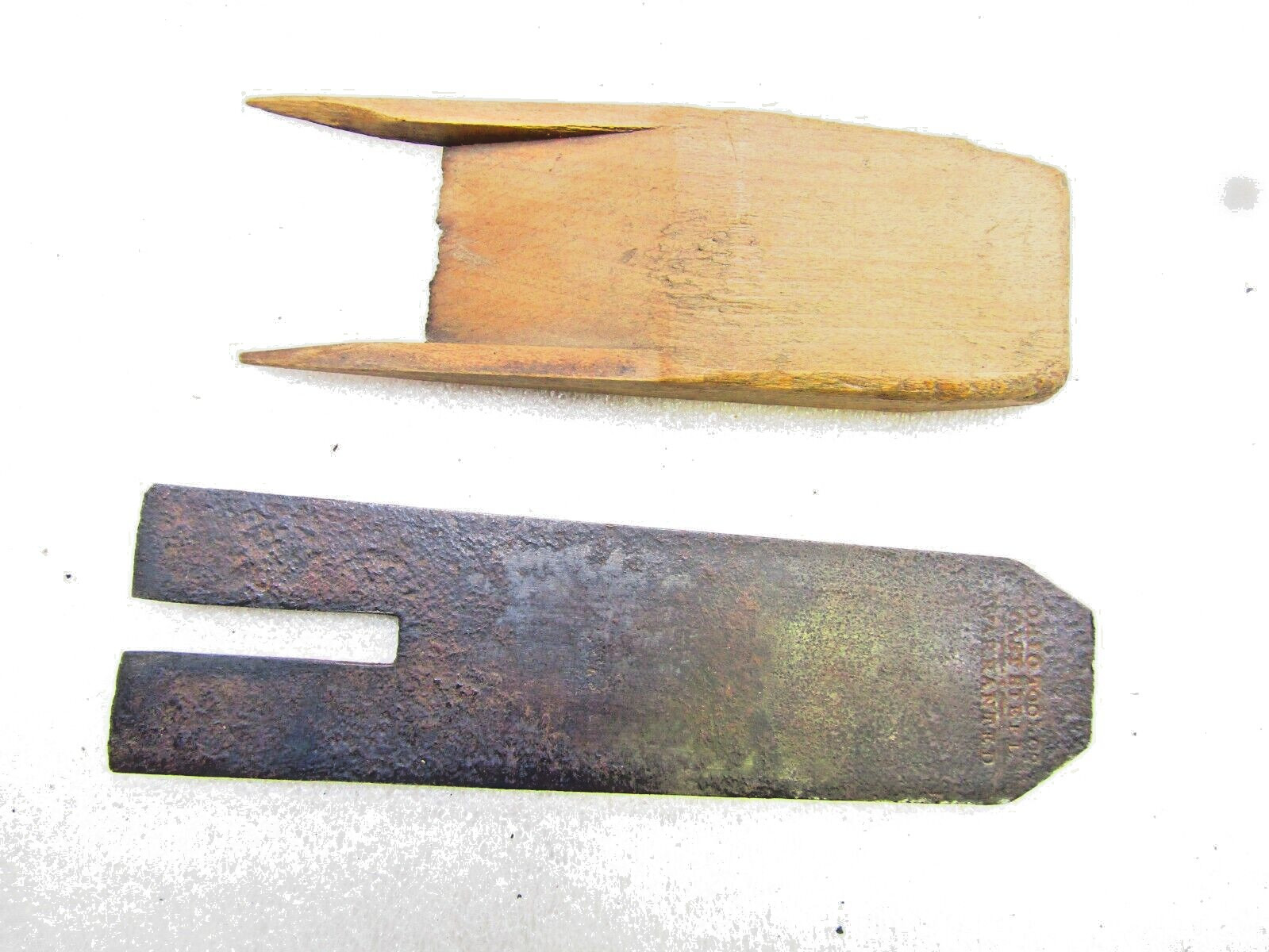Antique wood tongue plane by Scioto Works marked Booth
