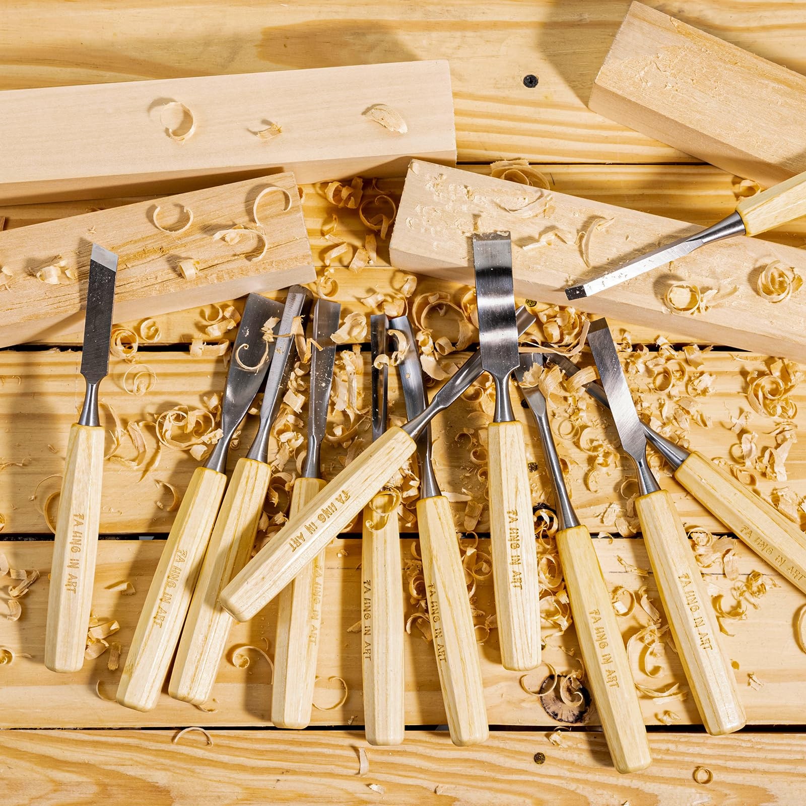 Falling in Art 12Pcs Wooden Carving Chisel Set, Long Handle Woodworking Tools…