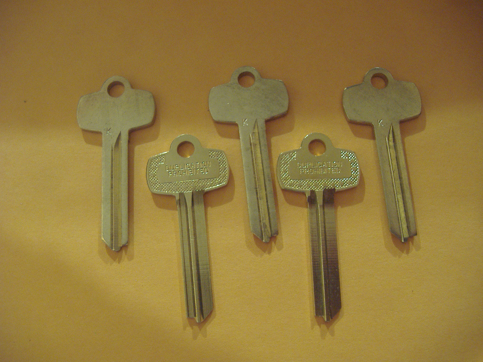LOT OF FIVE NICKEL SILVER FITS BEST KEY BLANKS FOR “K” KEYWAY