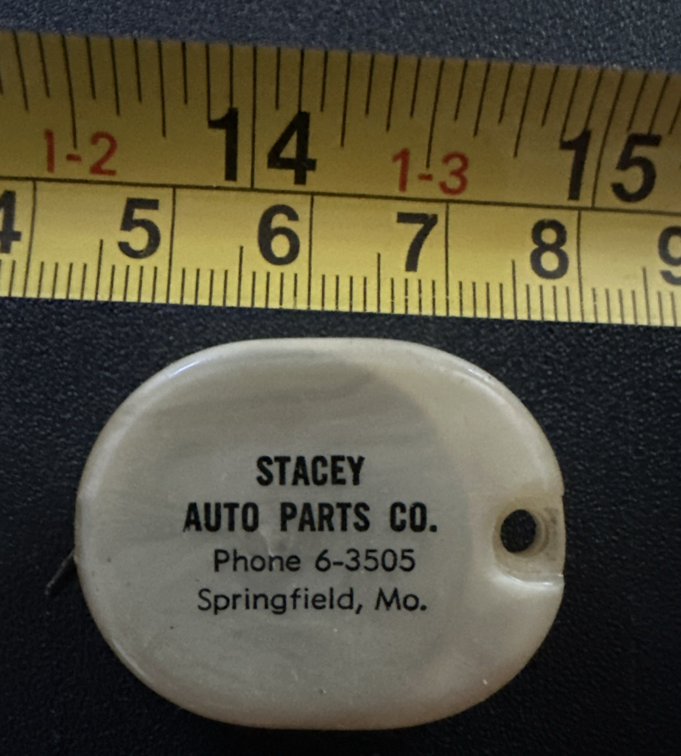 Vintage Advertising Key Chain Tape Measure Stacey Auto Parts Co Springfield MO