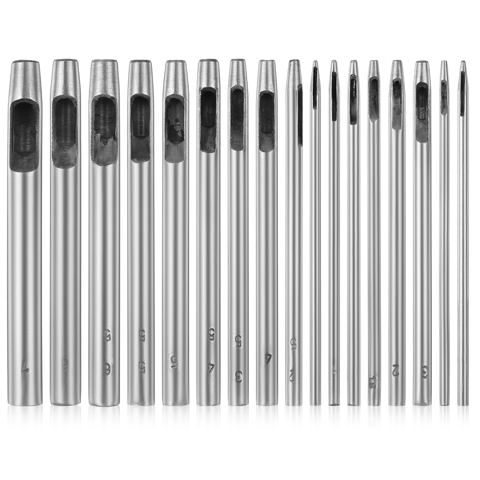 17 PCS Leather Hole Punch, 0.5-7mm Hollow Punch Set Metal Round Leather Punch…