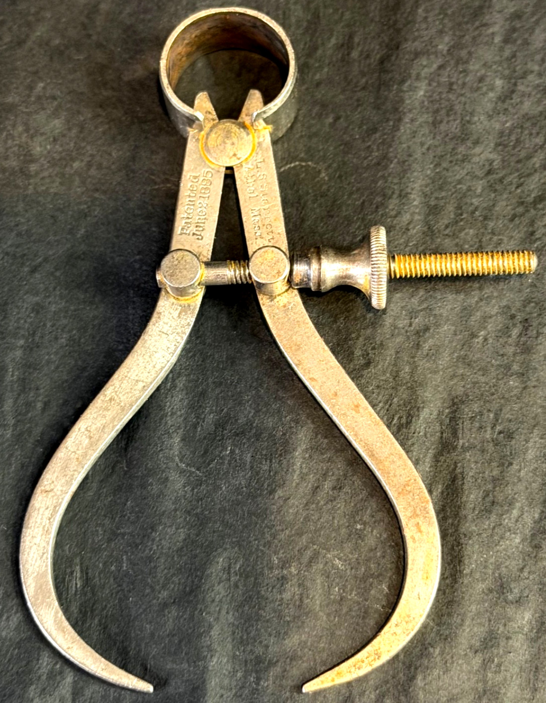 Antique L S Starrett Co Small Caliper Pat. 1885 Athol MA USA 3.25″T