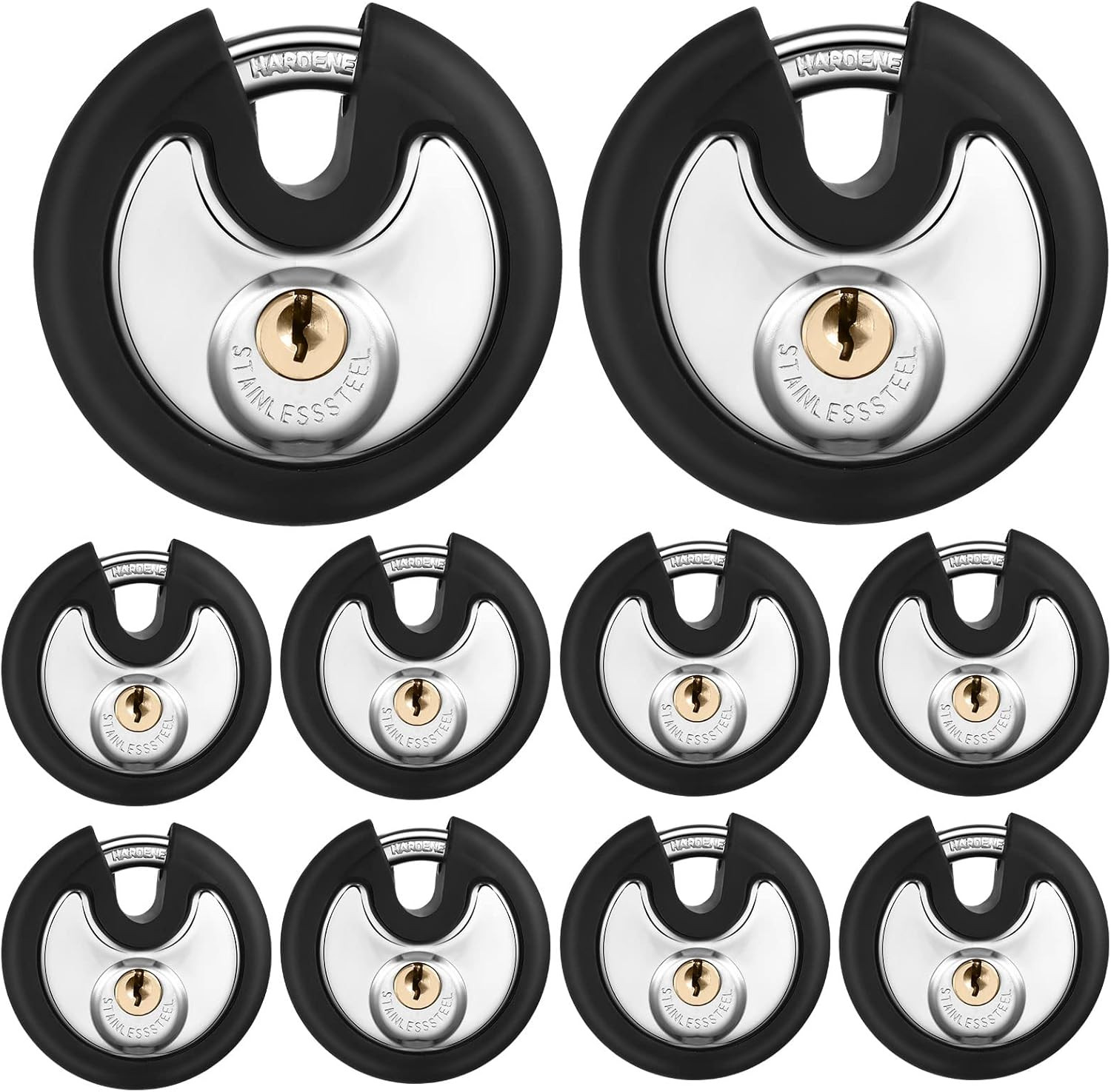 10 Pack 70 Mm Keyed Alike Padlocks Outdoor round Stainless Steel Discus Pad Lock