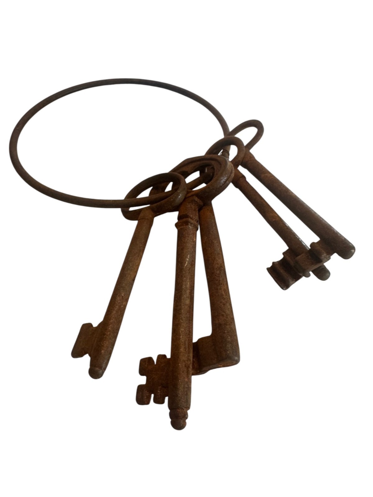 Cast Iron Jailer’s Skeleton Keys Ring Vintage Pirate Decor Haunted House Prop