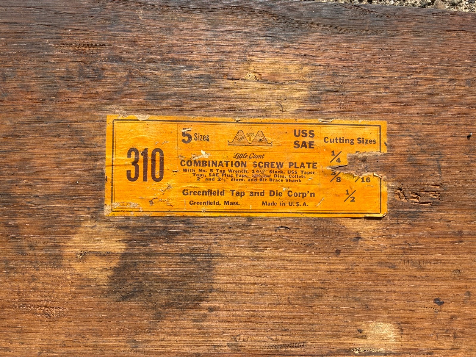 Vintage Little Giant 310 Combination Screw Plate Set Tap Die Greenfield Wood Cas