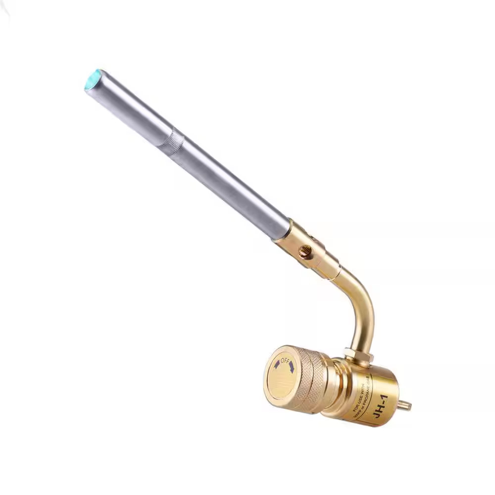 Brass Stainless Steel Yellow Finish Rotatable Propane Mapp Gas Torch Head with 3