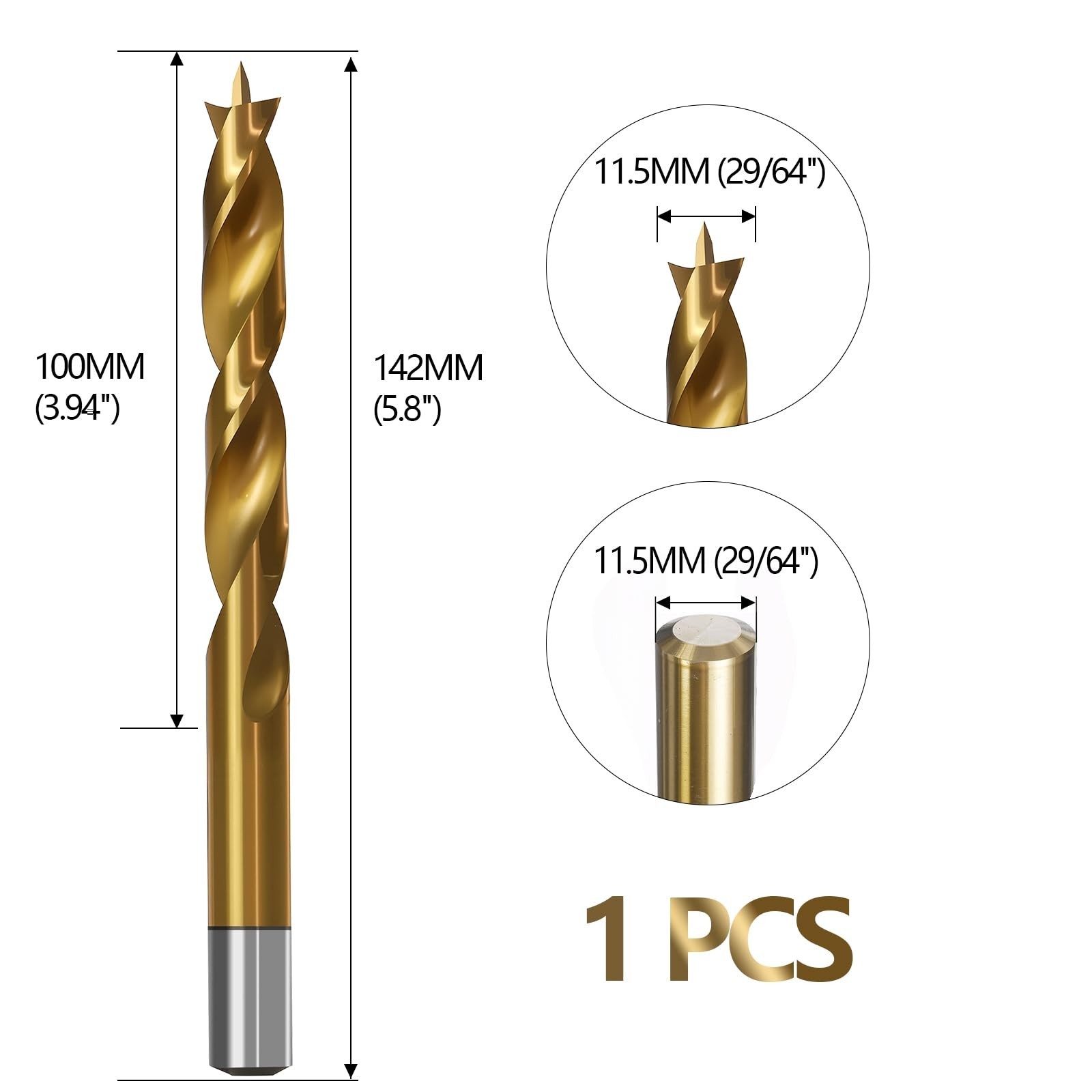 Brad Point Wood Drill Bits for Woodworking, 11.5mm (29/64″) Dia Brad Point Dr…