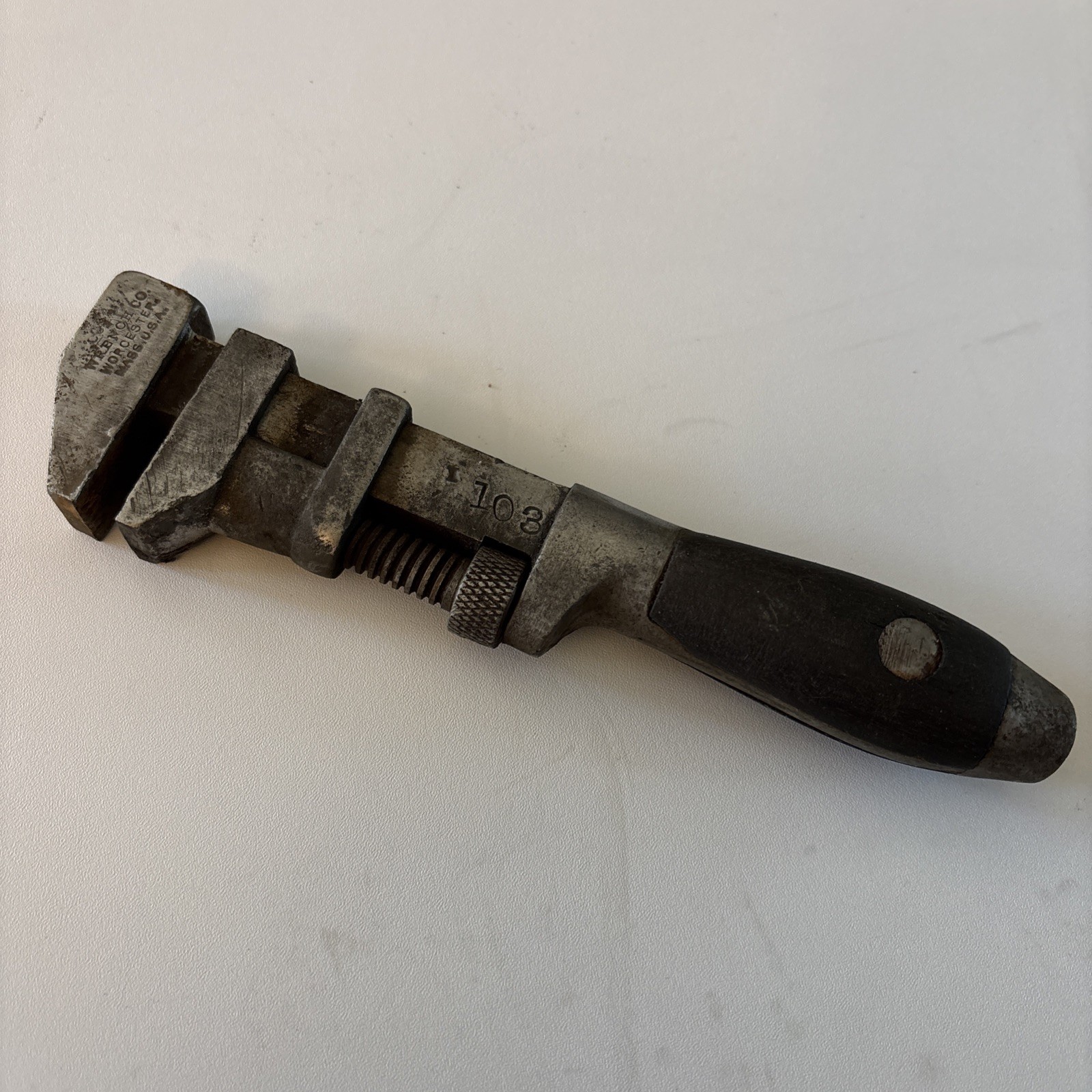 Vintage 6 1/2” COEs Wrench Co Adjustable Monkey Wrench Wood Handle