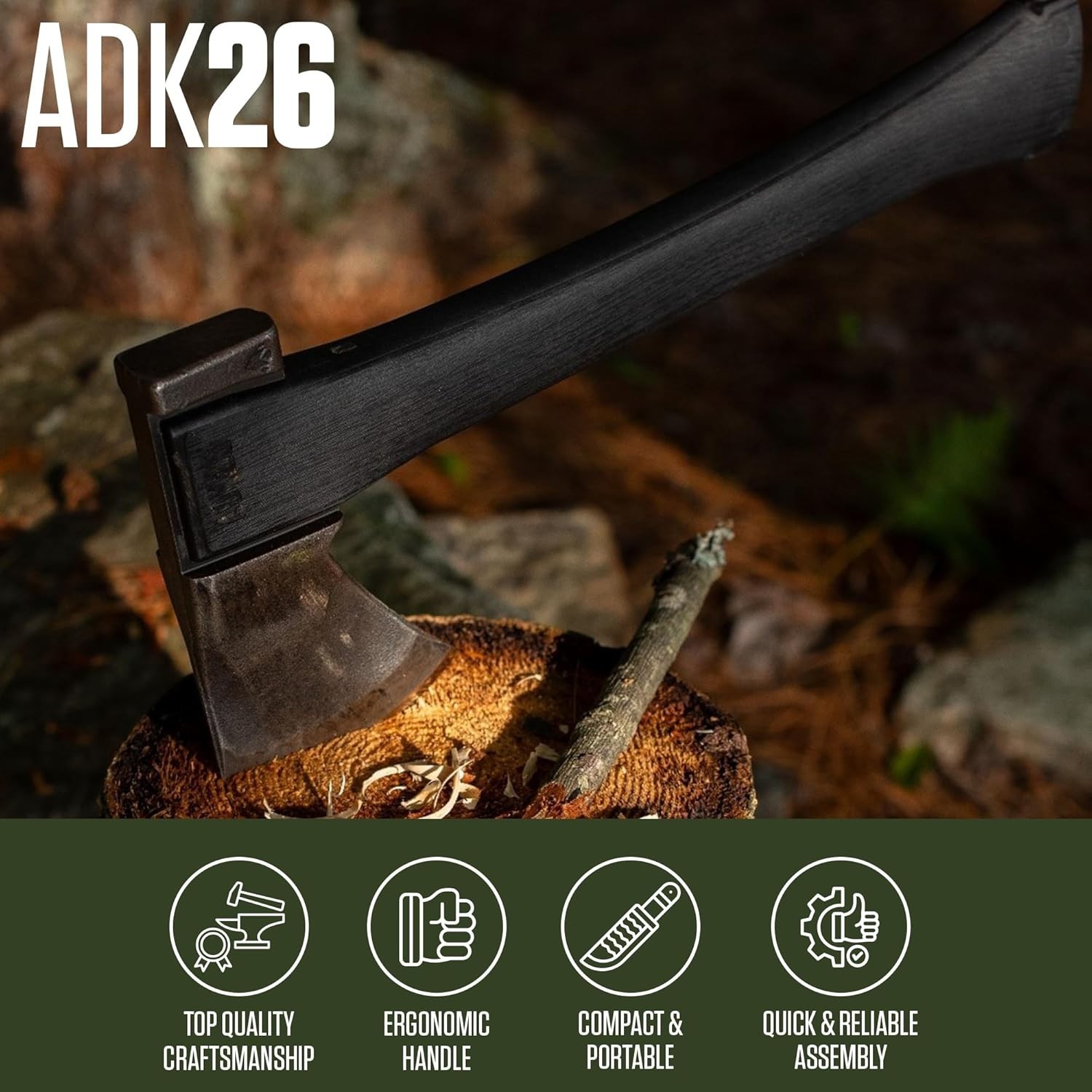Carbon Steel Camp Axe for Hunting & Fishing