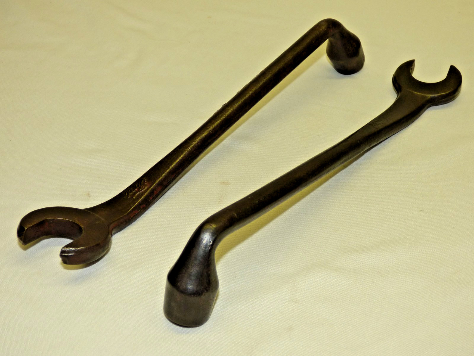 FORD Model T 2 WRENCHES Cylinder & Head Bolt Tool T-5893 Script Mark Spark Plug