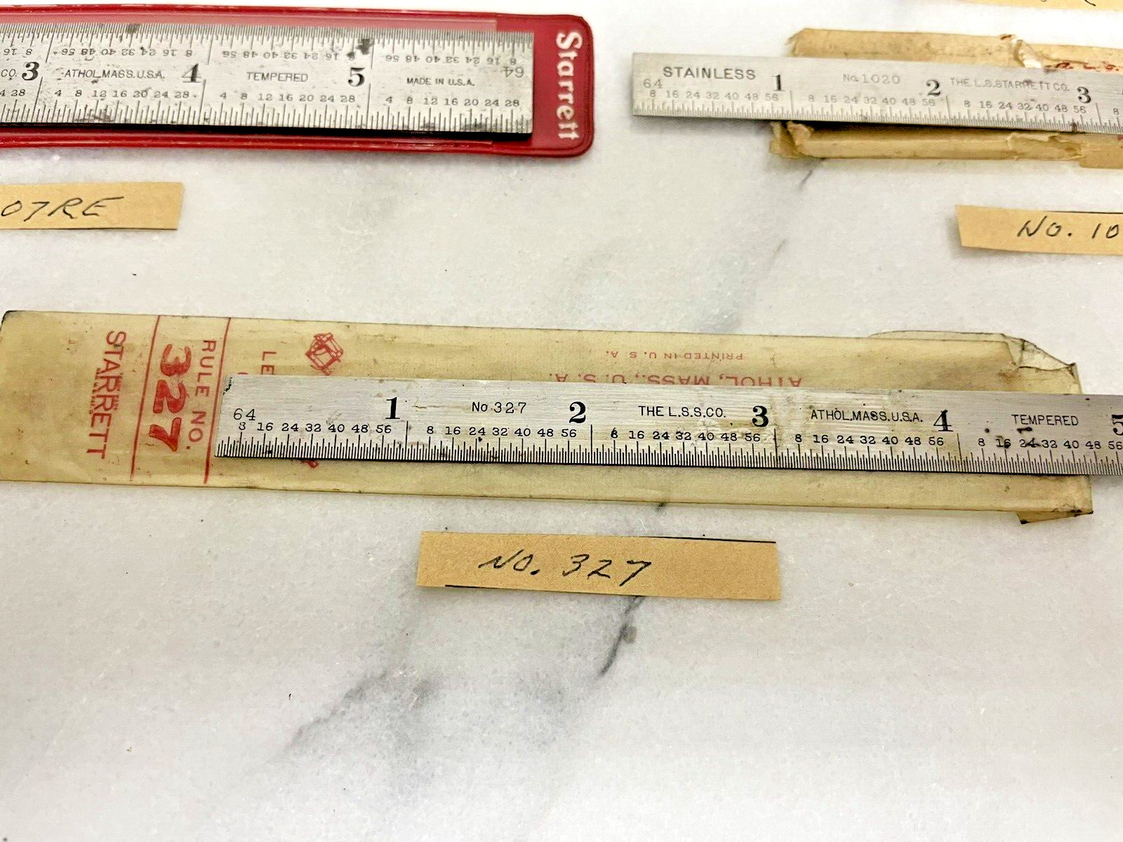 (7) Vintage L. S. Starrett 6″ Rules No. 603; 607R; 604RE: 303R: 305R: 1020:327
