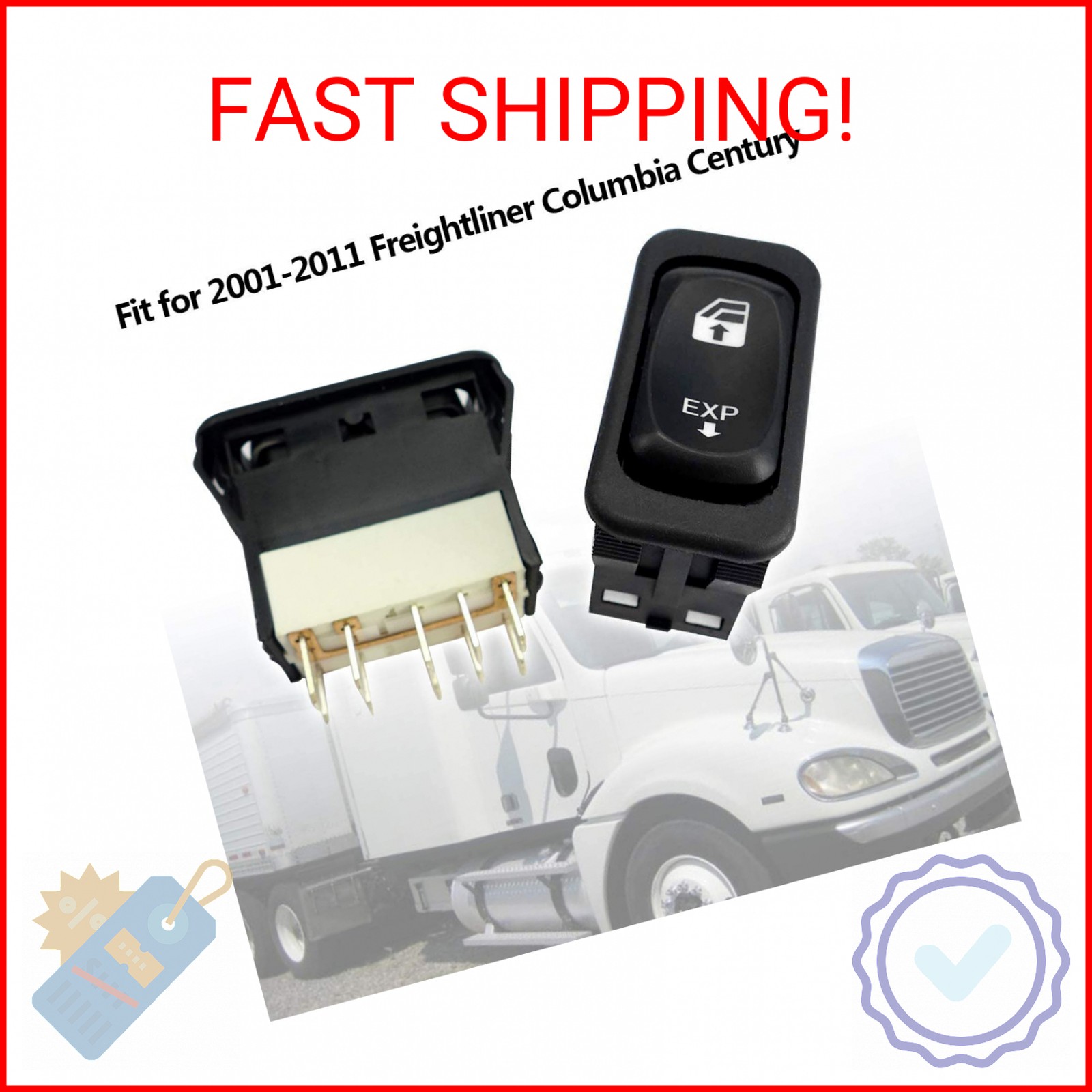 Qnbes Driver & Passenger Side Window Switch Fit for Freightliner Columbia Centur