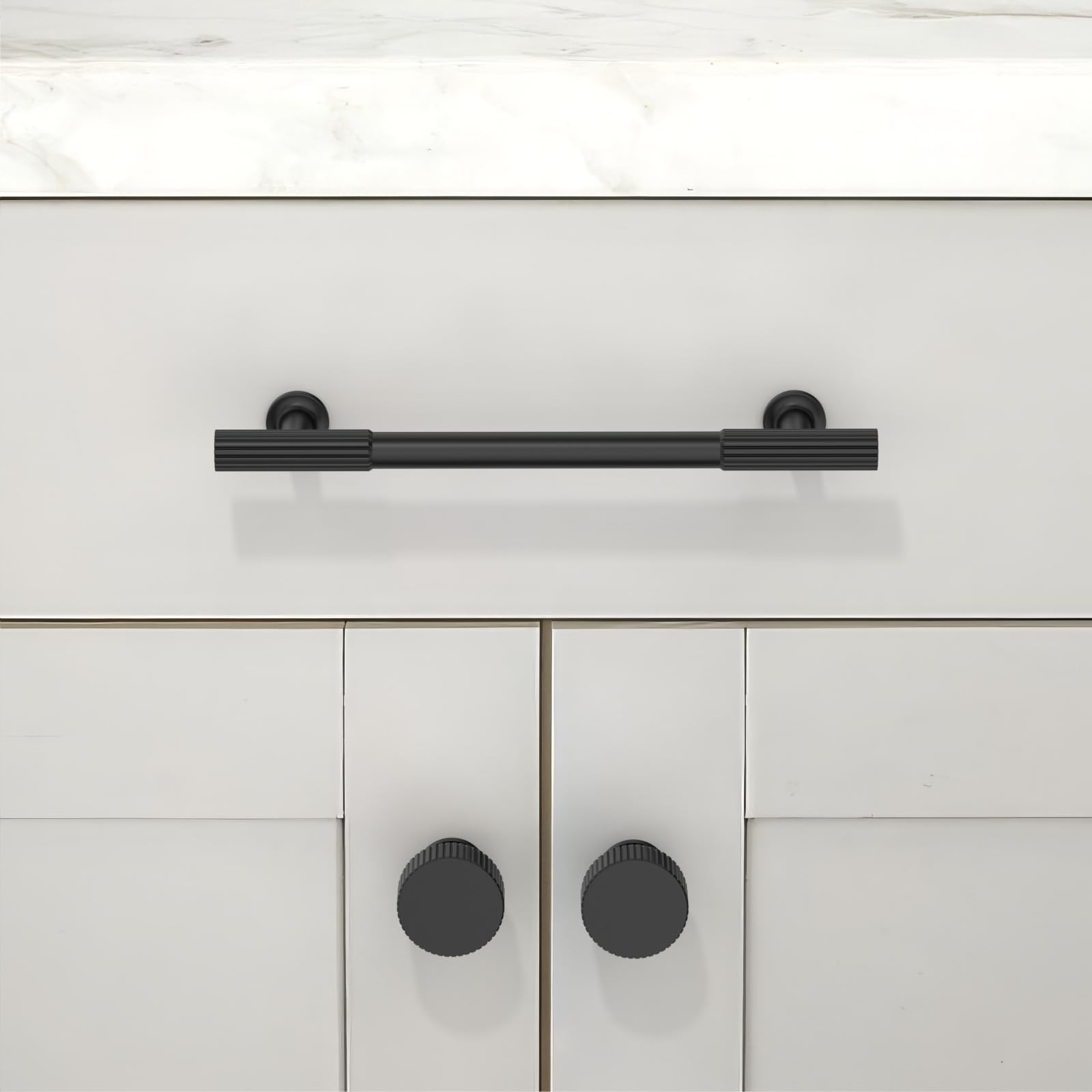 10 Pack Matte Black Cabinet Knobs 1-1/10 Inch(28mm) Single Hole Cabinet Pulls…