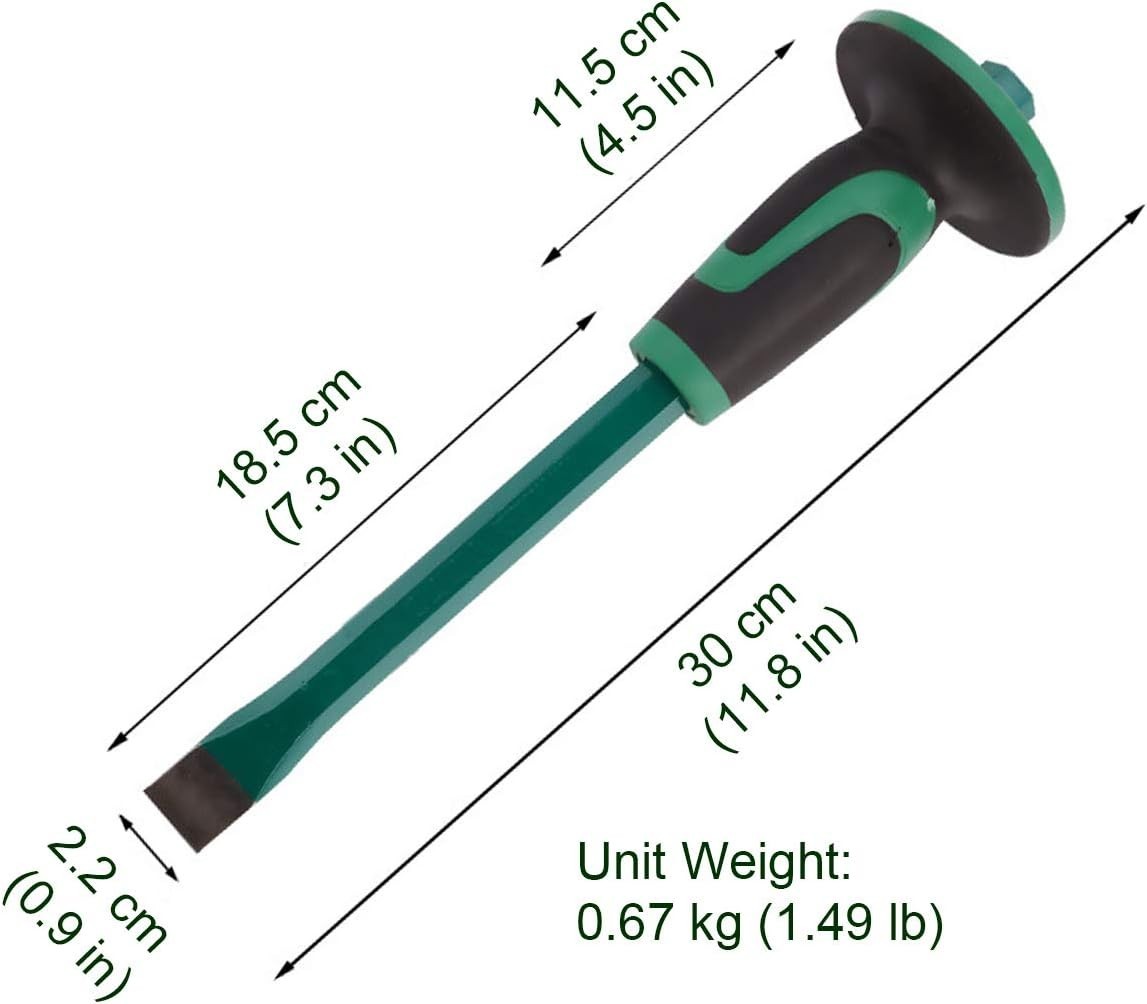 12-Inch Heavy-Duty Masonry Chisel with Shock-Absorb Handle for Safe Demolition