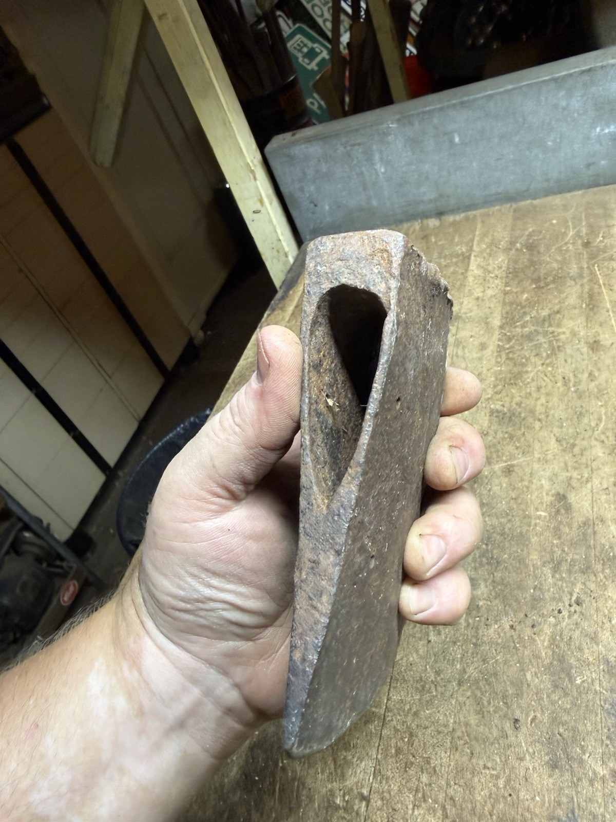 Antique Rare 3-1/2 Lb Wide Connie Bit Axe Head Tool Unmarked Unknown Maine USA