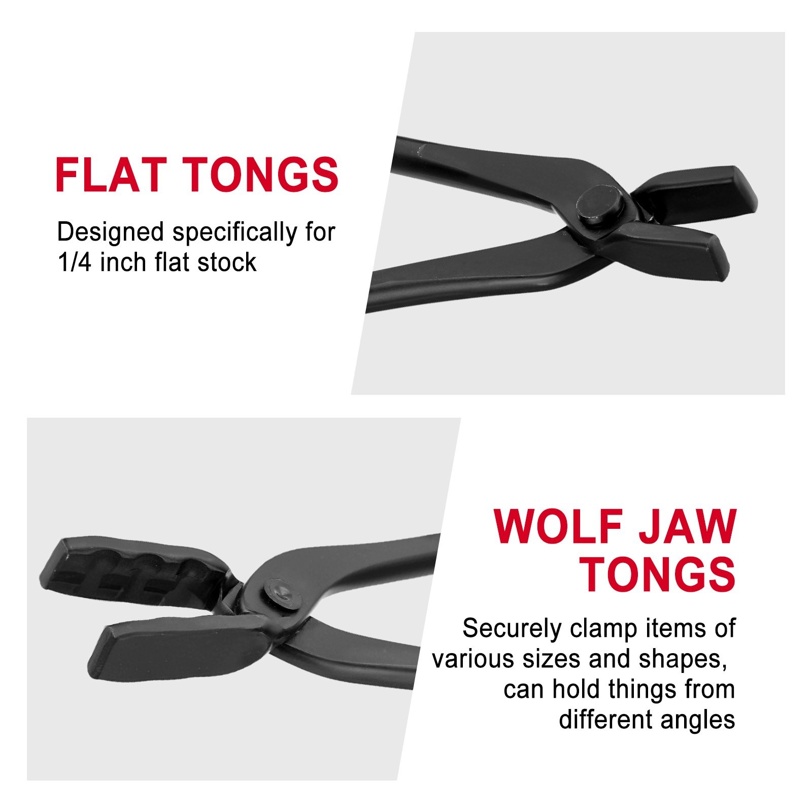 Pack of 4 Blacksmith Tongs Heavy Duty for Bladesmithing and Blacksmithing Tools