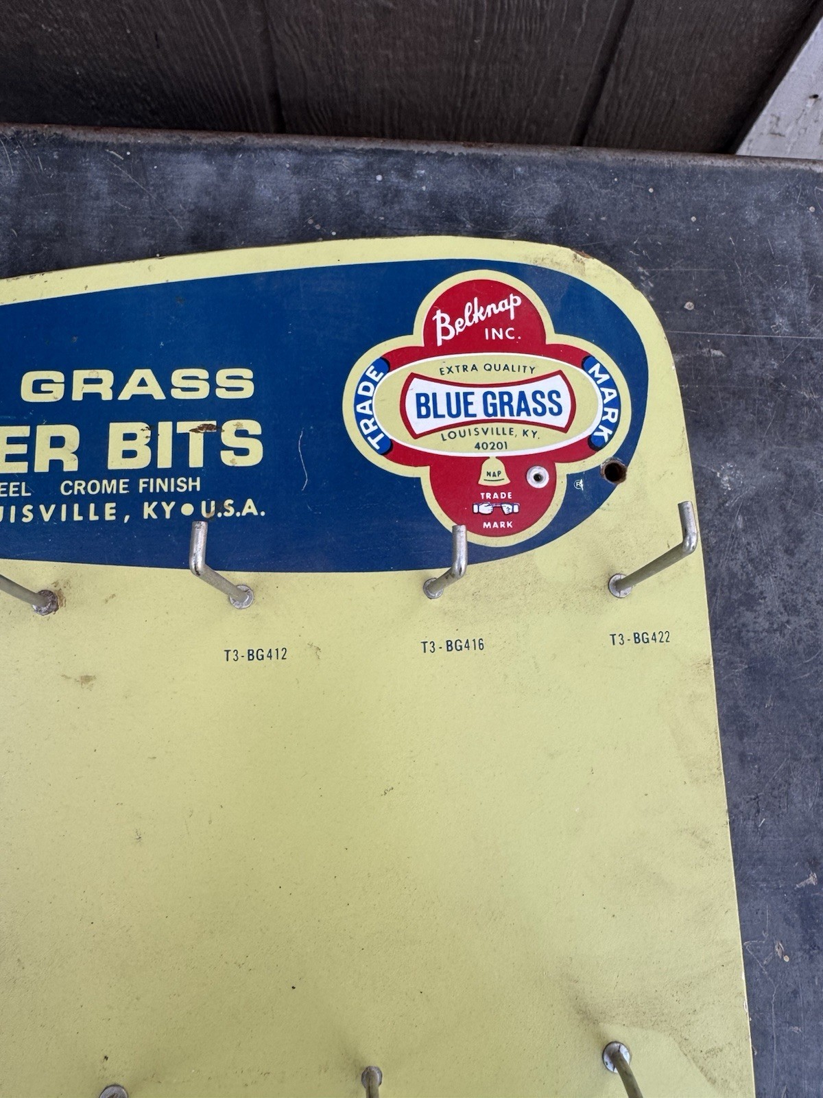Vintage Tools BELKNAP BLUE GRASS Advertising Display Tool Board Mechanic Auto
