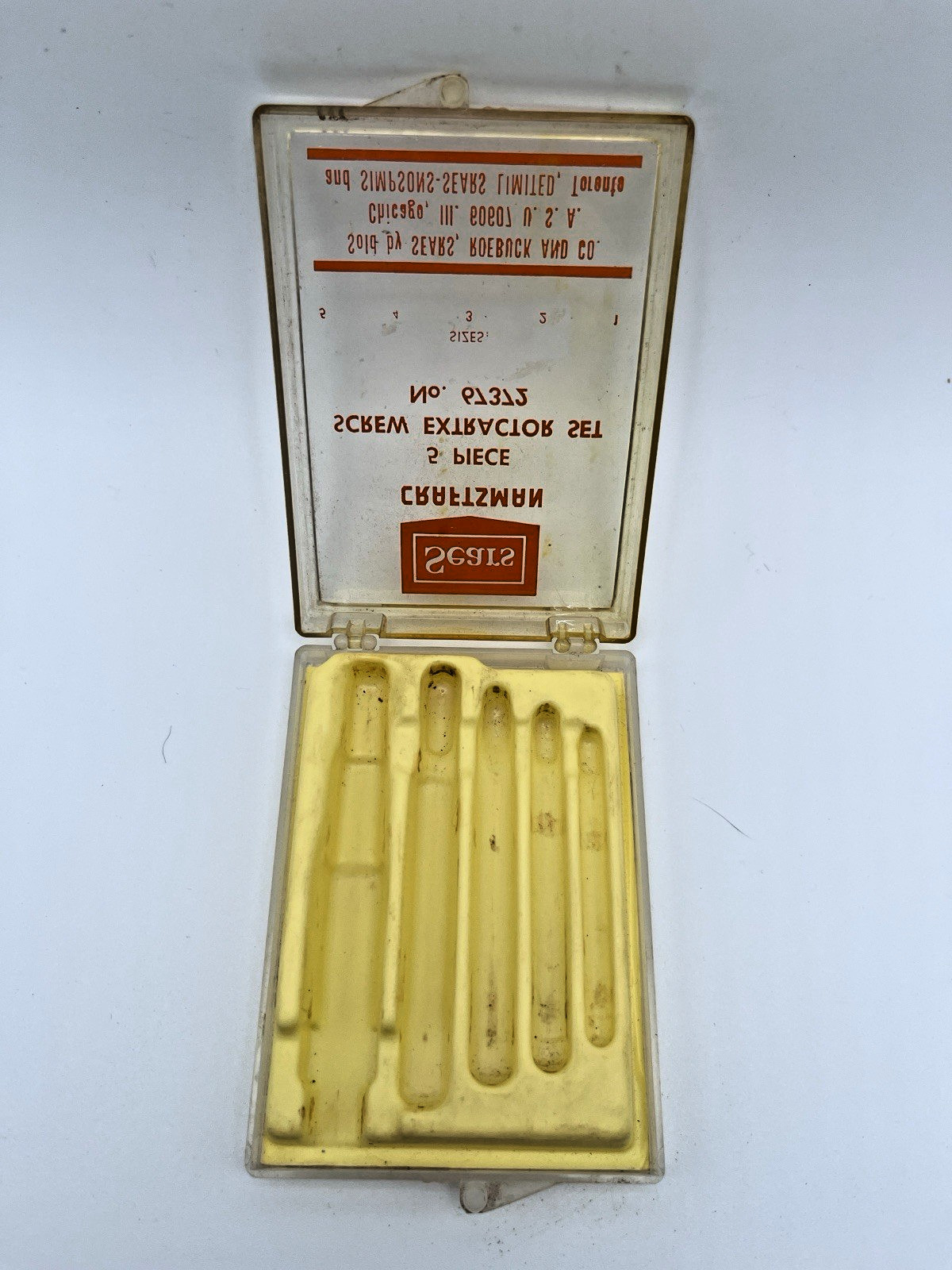 VINTAGE SEARS CROWN LOGO CRAFTSMAN 67372 5 Piece Screw Extractor Set MADE IN USA
