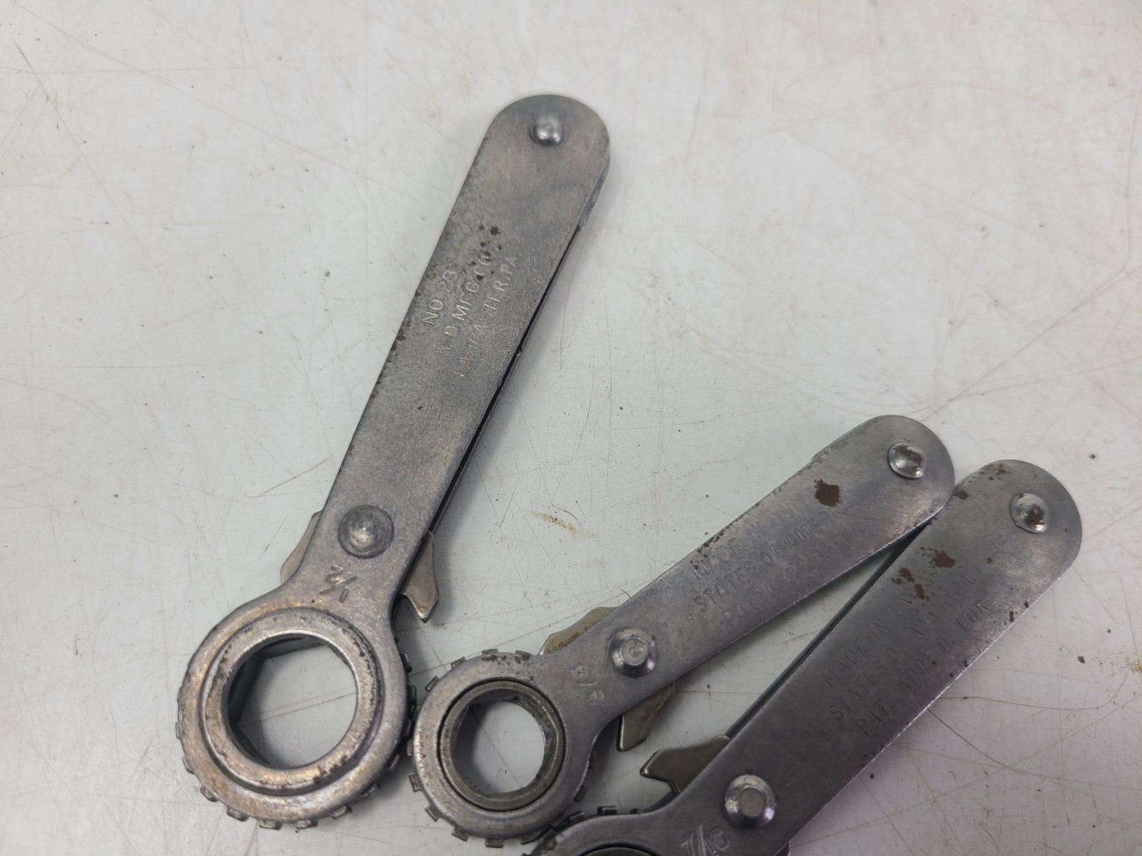 Vintage K-D Tools Mini Ratchet Wrench 6 Point Set Of 3 (No. 21-23)