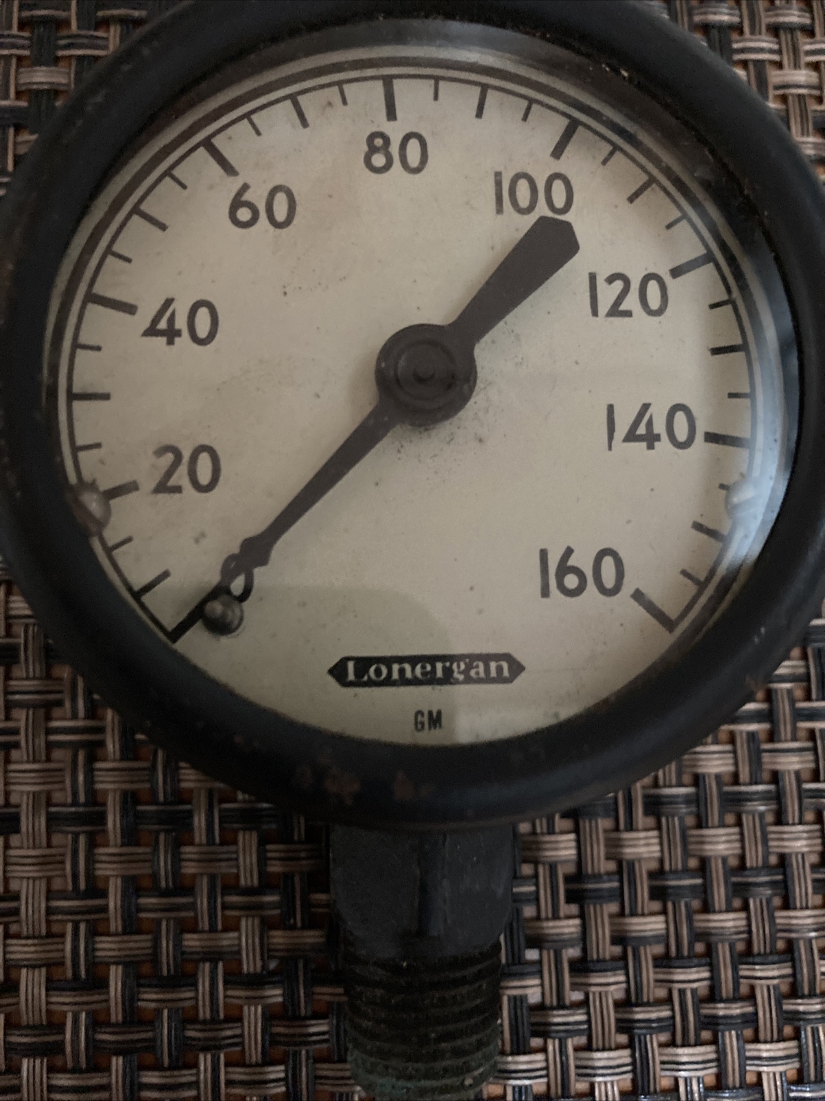 🇺🇸Vintage Lonergan Steam Gauge 0-160 PSI Black Cast Iron 2.5” Dial Face🇺🇸