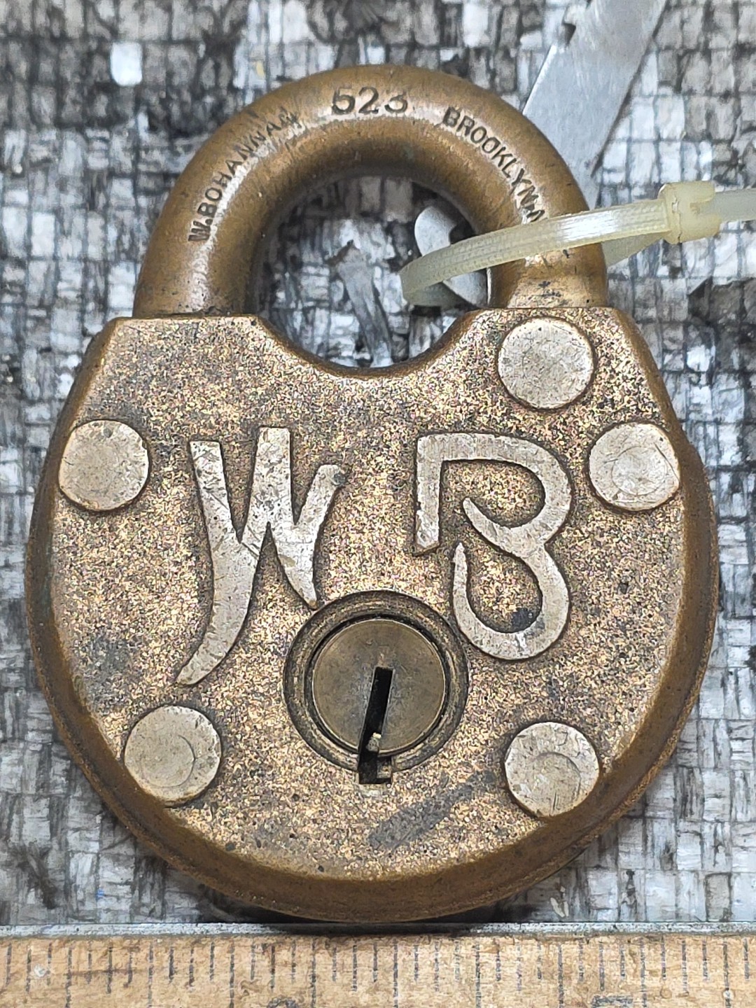 Wilson Bohannan 523 Antique Vintage Lock Padlock Brooklyn NY. 1 FLAT WORKING KEY