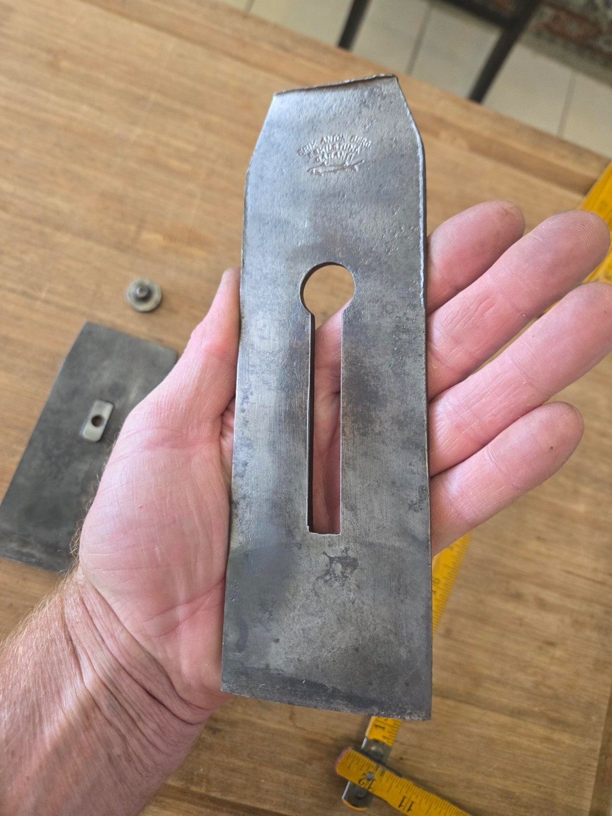 Antique Erik Anton Berg Tappered Iron and Chipbreaker 2 1/2 inch Hard to find